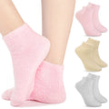 Janmercy 3 Pairs Aloe Socks – Moisturizing Spa-Infused Gel Fuzzy Sleep Socks | Non-Slip Foot Care for Women & Men