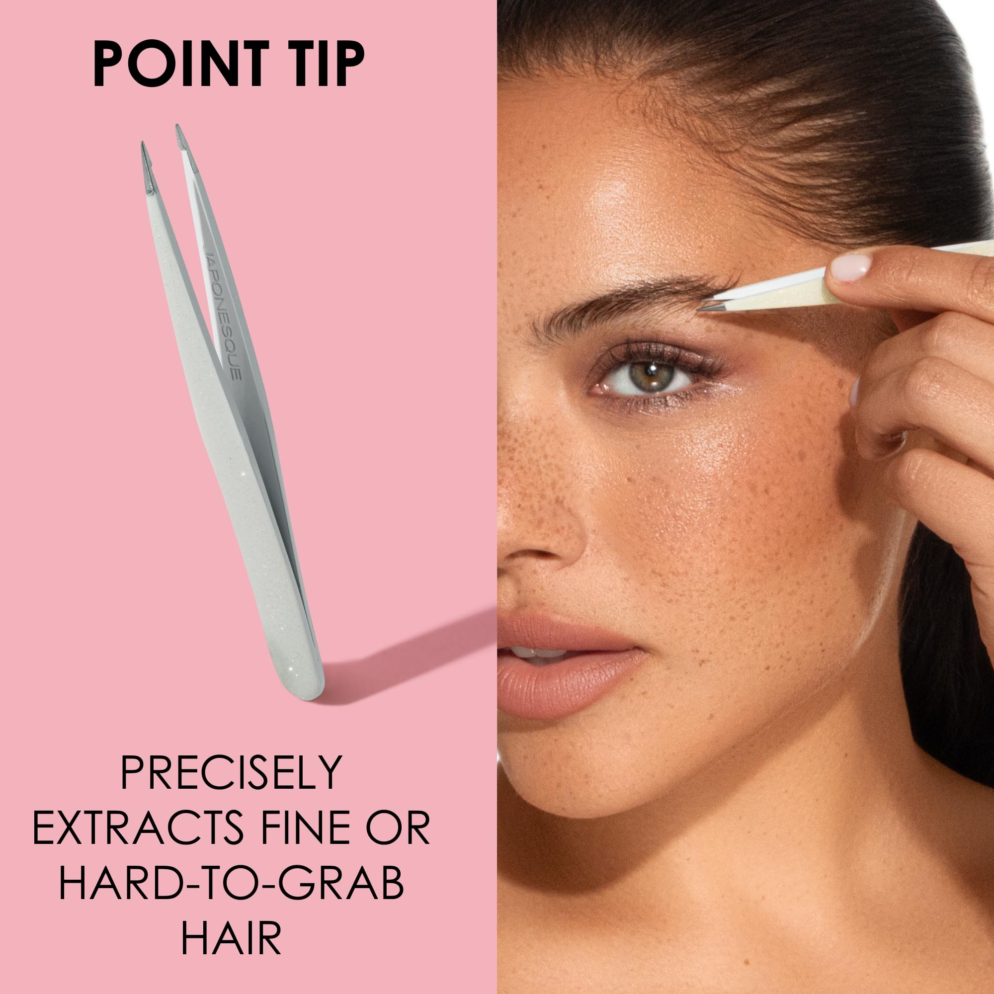 JAPONESQUE Pointed & Slant Tweezers Natural Shimmer Set – Precision Brow Tools
