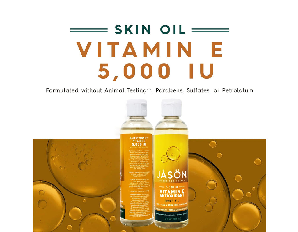 Jason Skin Care Vitamin E Oil 5000 IU, 4 fl oz – 2-Pack