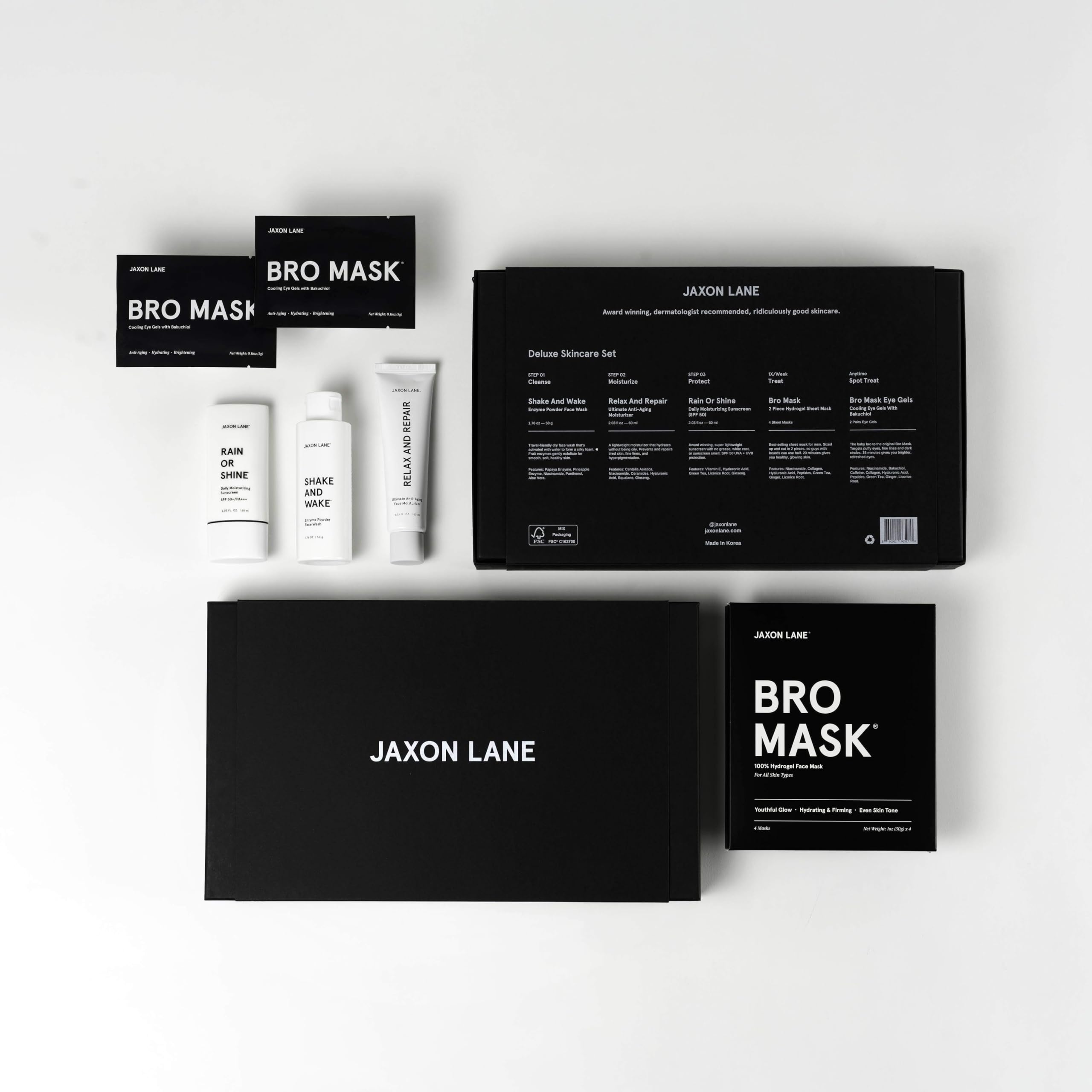 JAXON LANE Men's 5-Piece Deluxe Skincare Kit – Korean Anti-Aging Routine