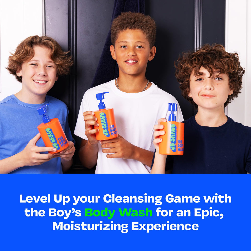 JB SKRUB Body Wash for Kids, Tweens & Teens — Foaming Action, Natural Citrus Scent, No Harsh Ingredients — 14 Oz