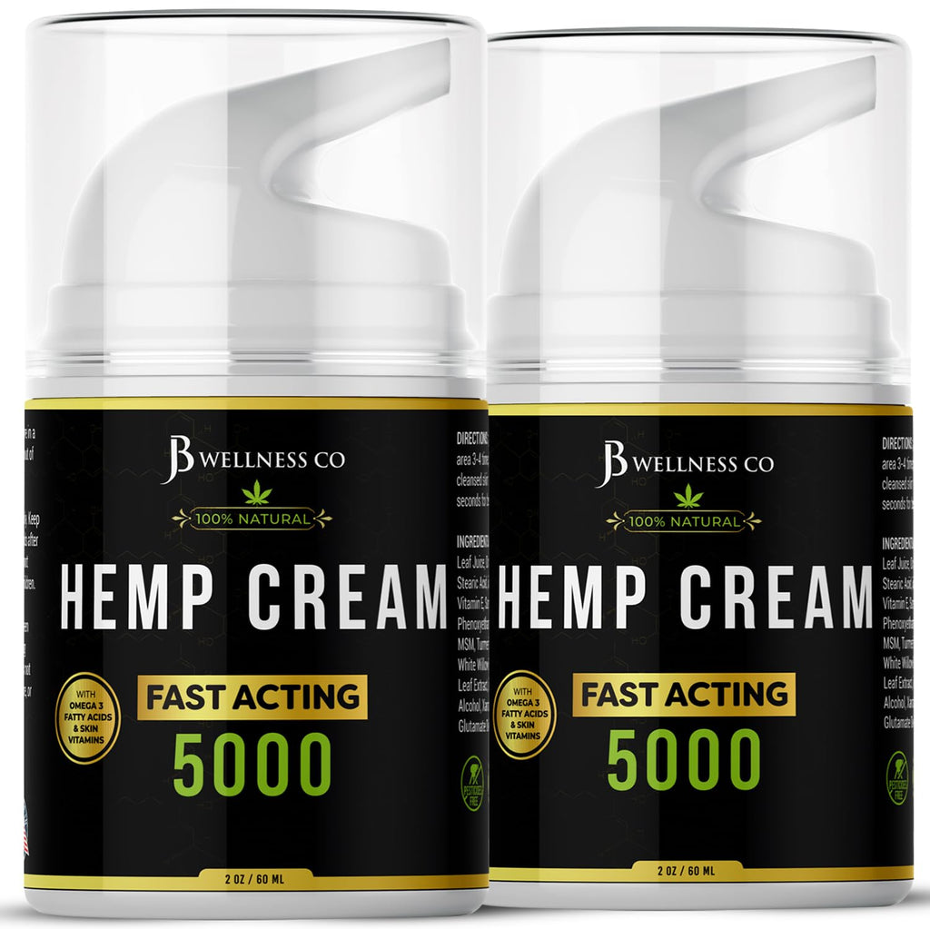 JB Wellness Co Hemp Cream 4oz Duo – Neem, MSM, Turmeric, Emu Oil, Menthol, Aloe | 2 Pack