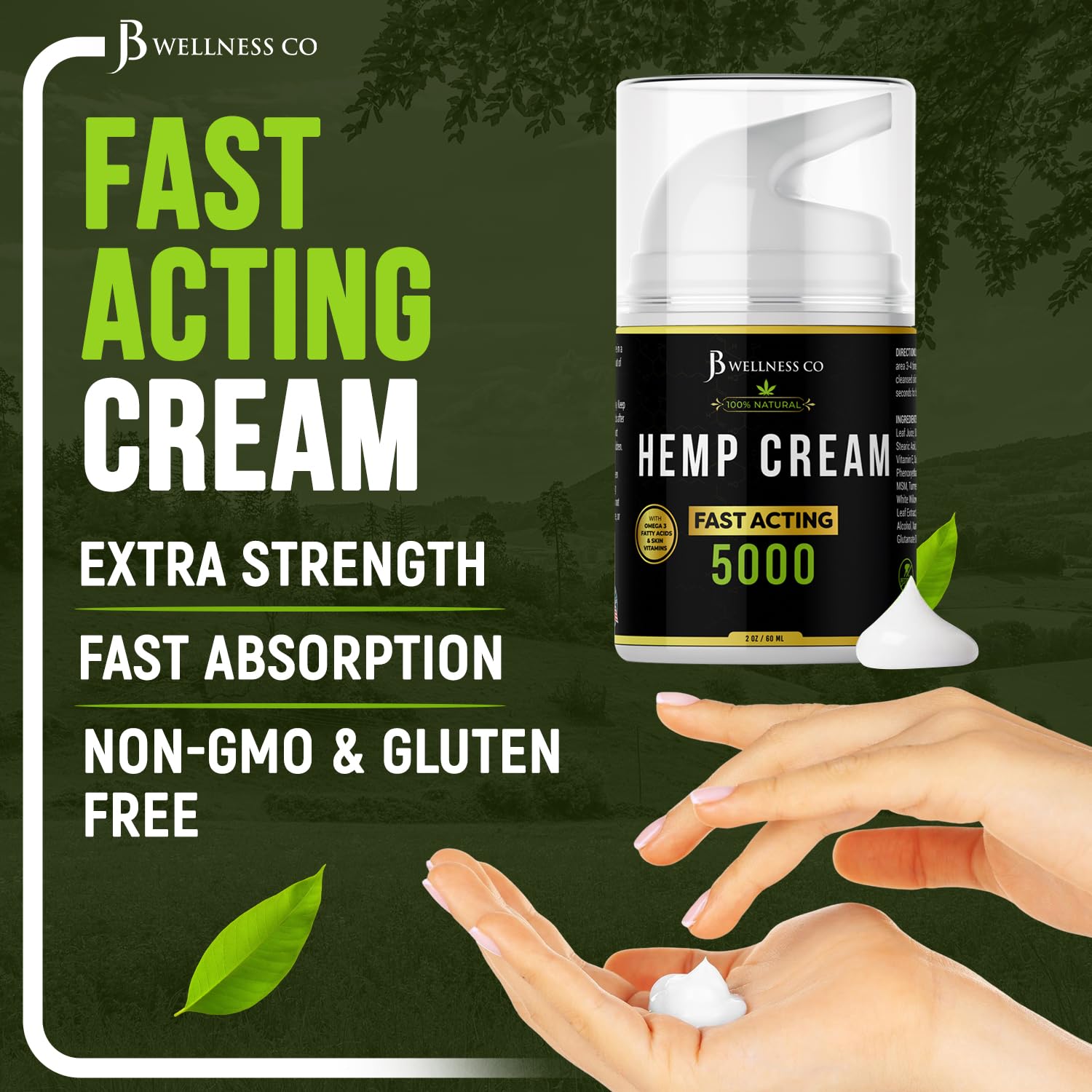 JB Wellness Co Hemp Cream 4oz Duo – Neem, MSM, Turmeric, Emu Oil, Menthol, Aloe | 2 Pack