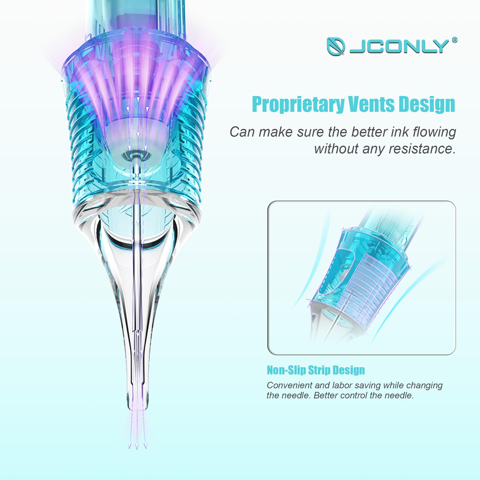 JCONLY Vetar Tattoo Cartridge Needles – 20 Pcs 1214RLL Round Liner Cartridges, 0.35mm, Long Taper