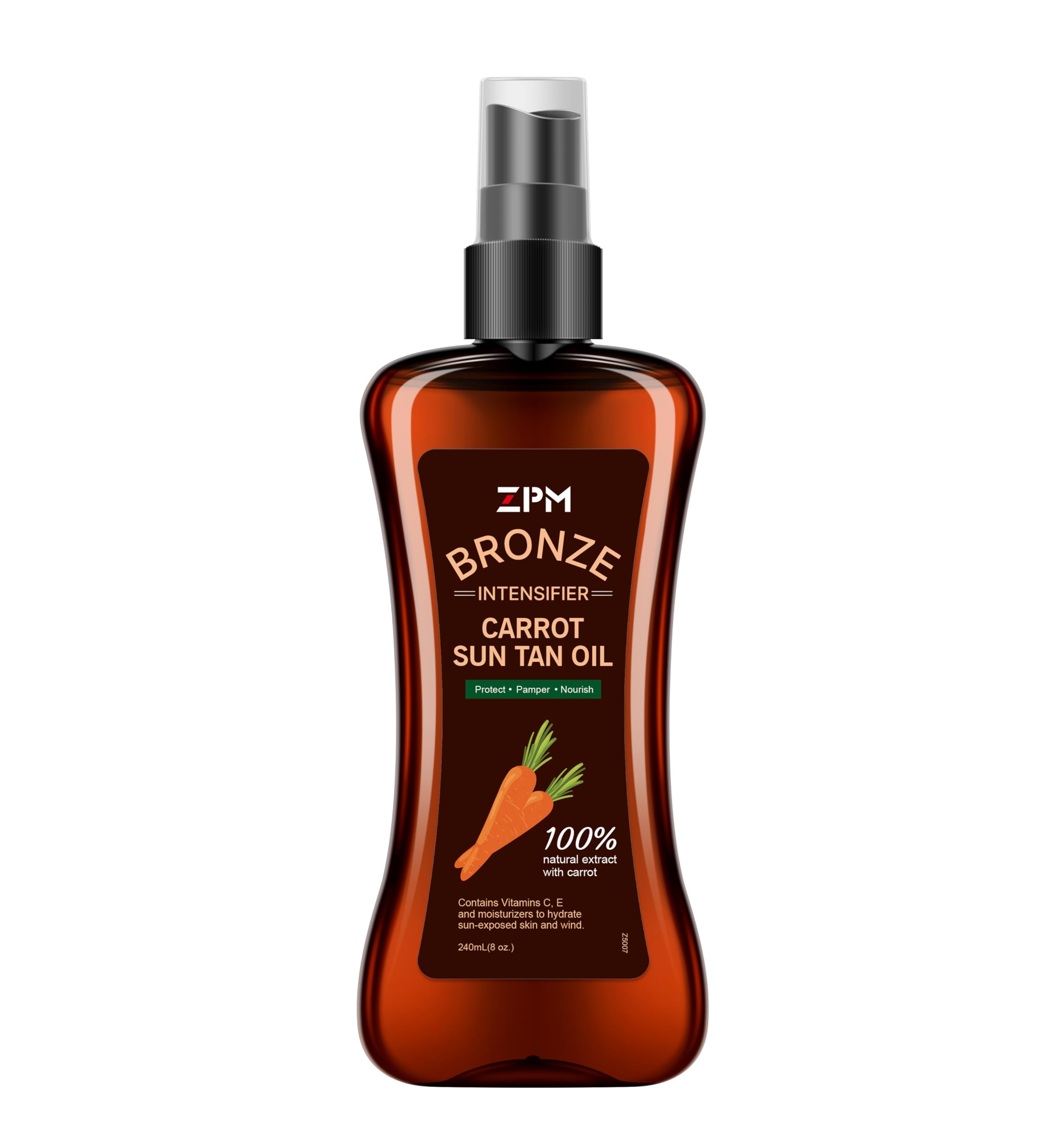 Jeallis Carrot Sun Tanning Oil Spray – Natural Hydration for Outdoor Sun, Tan Intensifier for Medium-Deep Skin, 8oz – Vegan & Cruelty-Free, SPF 0