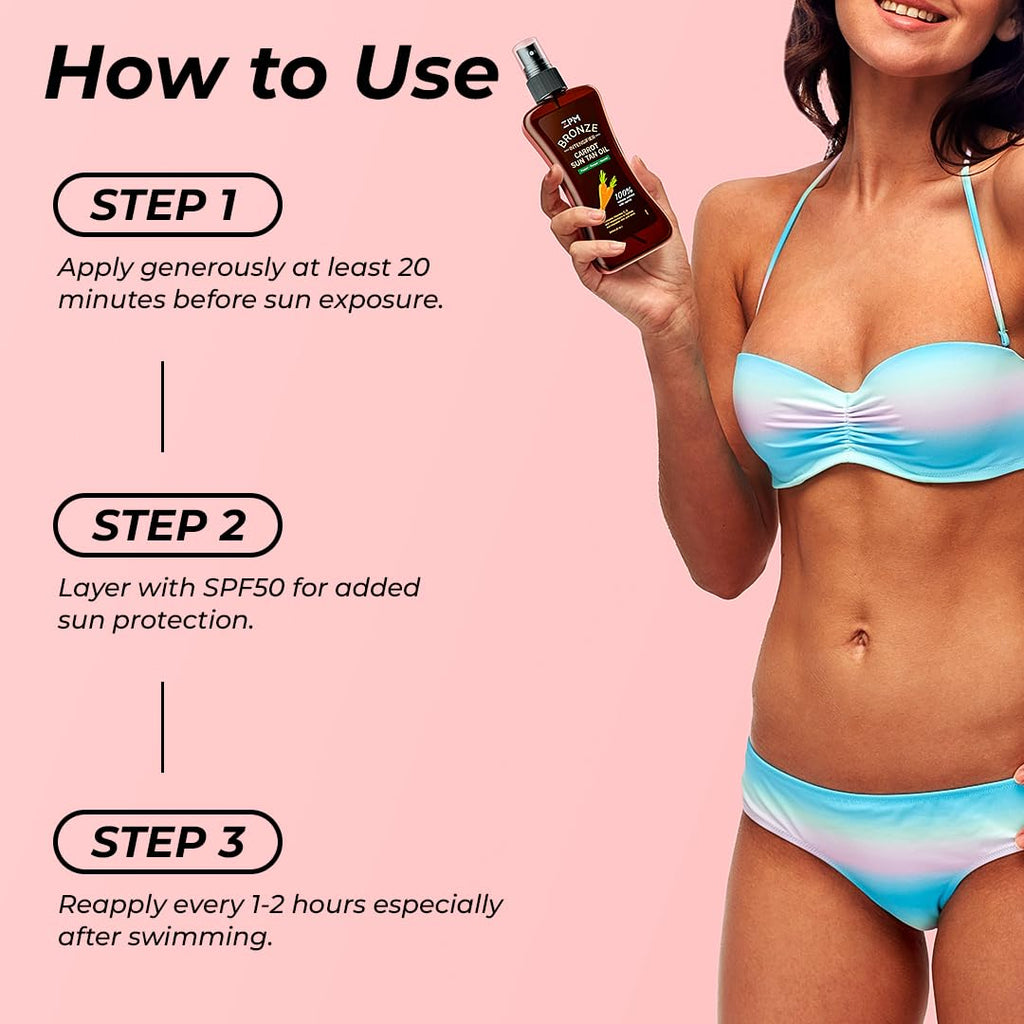 Jeallis Carrot Sun Tanning Oil Spray – Natural Hydration for Outdoor Sun, Tan Intensifier for Medium-Deep Skin, 8oz – Vegan & Cruelty-Free, SPF 0