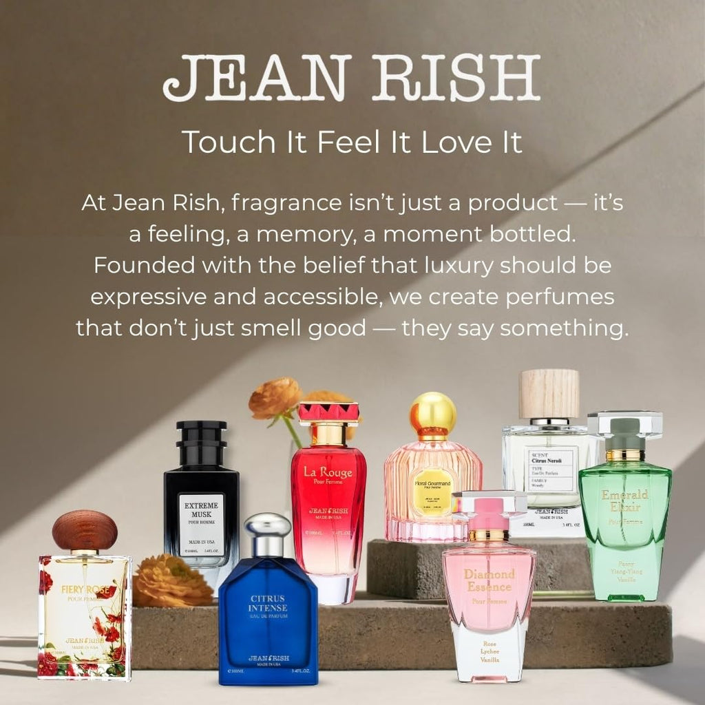 Jean Rish Aromatic Citrus Eau de Parfum for Men – Lemon, Vanilla & Amber, 3.4 fl oz / 100 ml, Made in USA