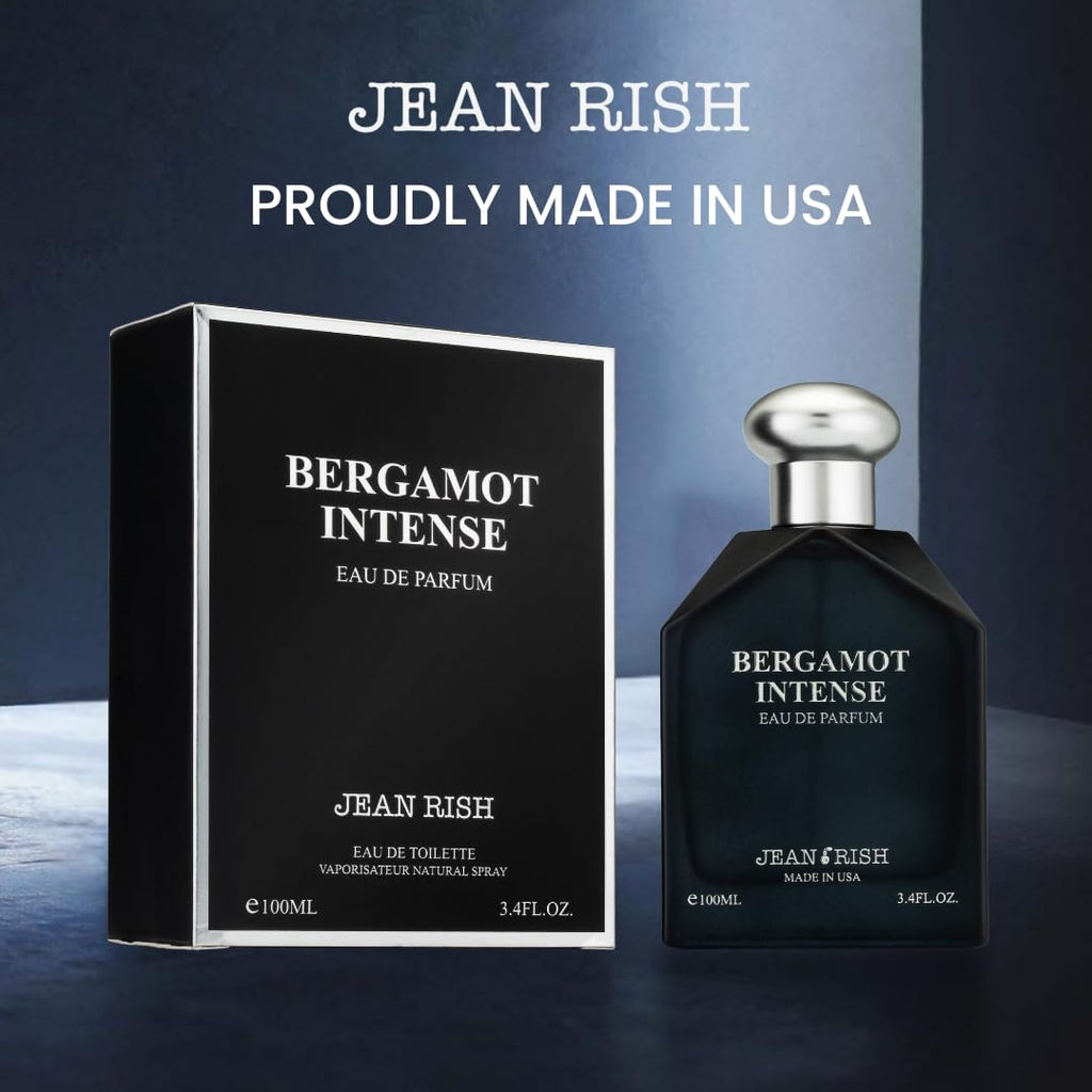 Jean Rish Bergamot Intense Eau de Parfum for Men – 3.4 Fl Oz / 100ml, USA-Made