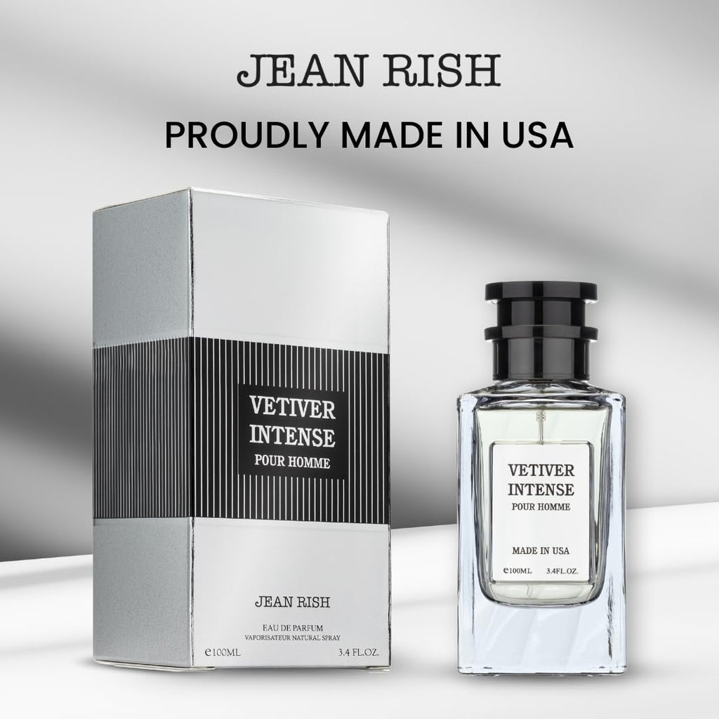 Jean Rish Vetiver Intense Eau de Parfum for Men – 100 ml | Long-Lasting and Made in USA
