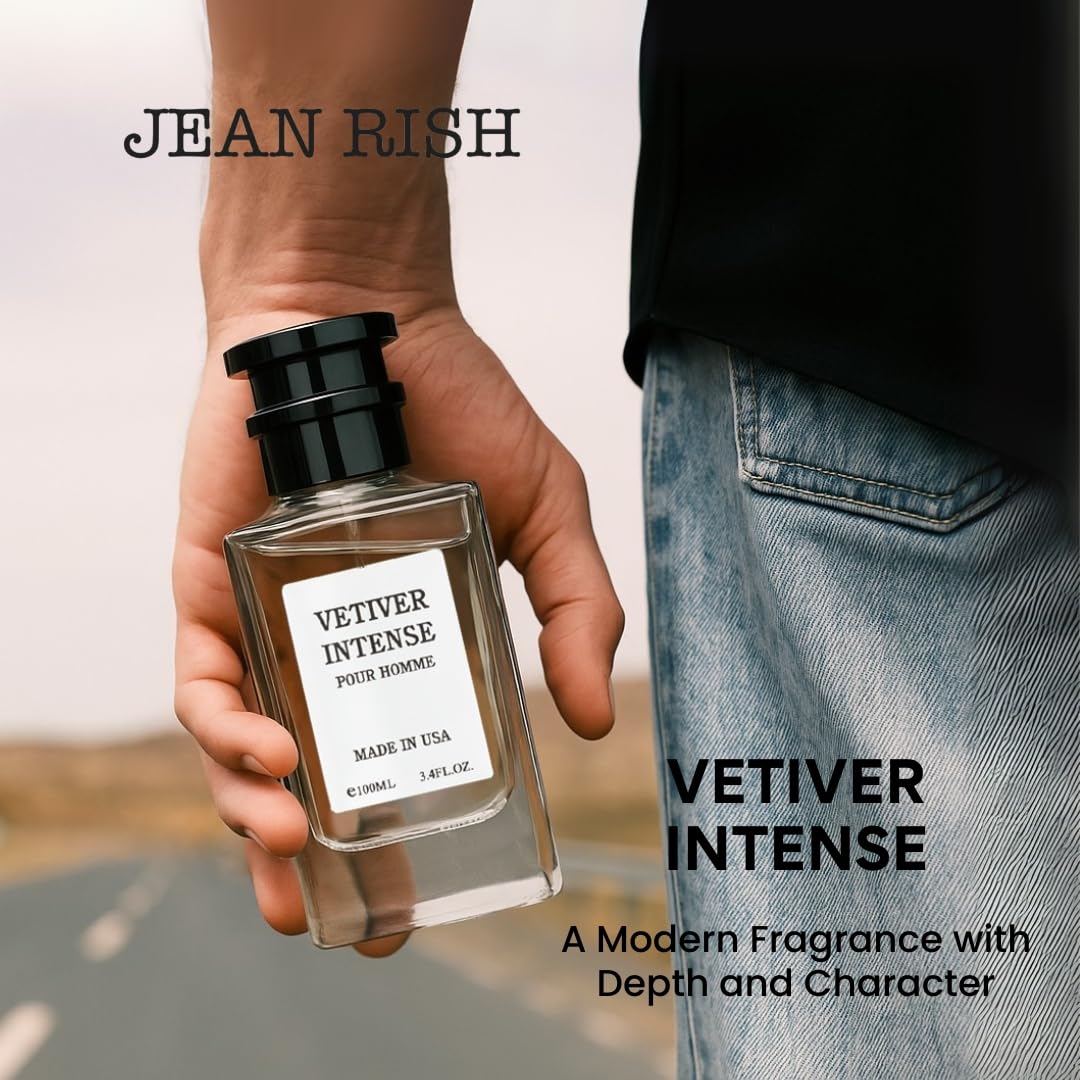 Jean Rish Vetiver Intense Eau de Parfum for Men – 100 ml | Long-Lasting and Made in USA