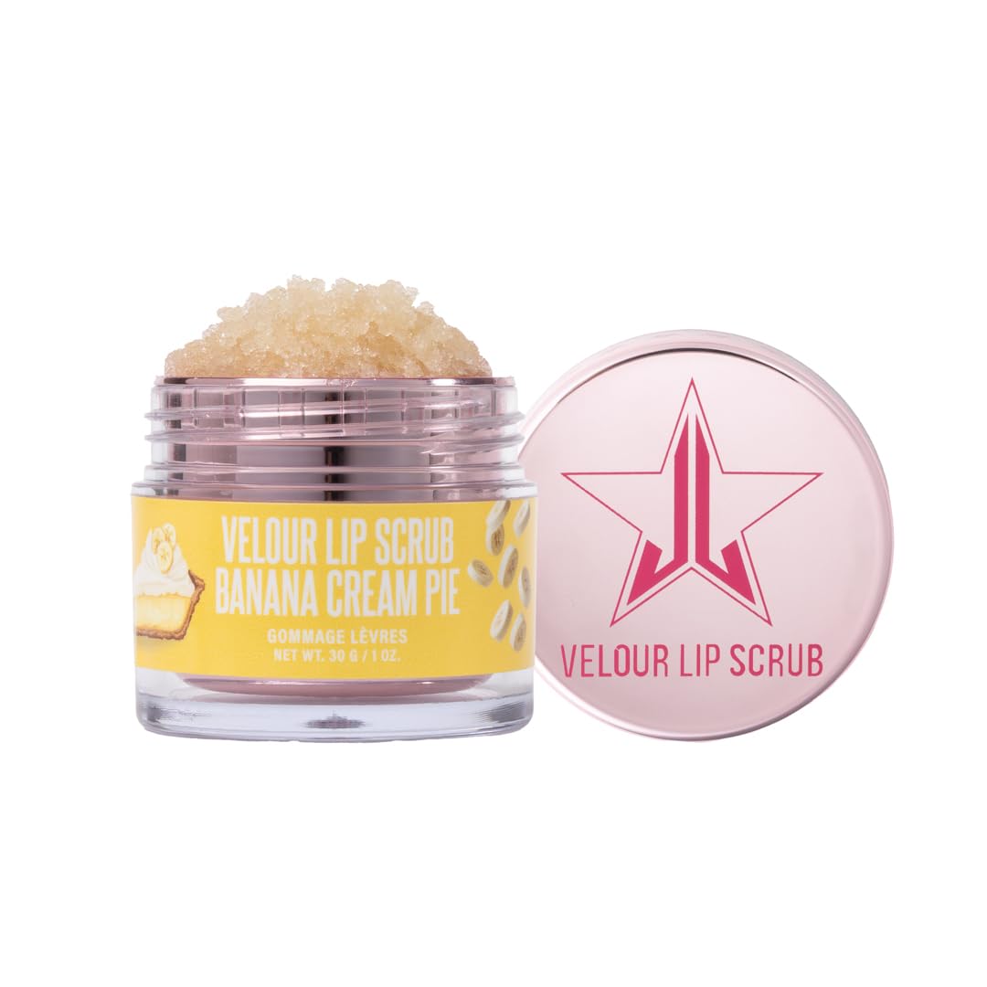 Jeffree Star Velour Lip Scrub – Banana Cream Pie, Exfoliating Sugar Lip Treatment, Cruelty-Free & Vegan, 1 oz