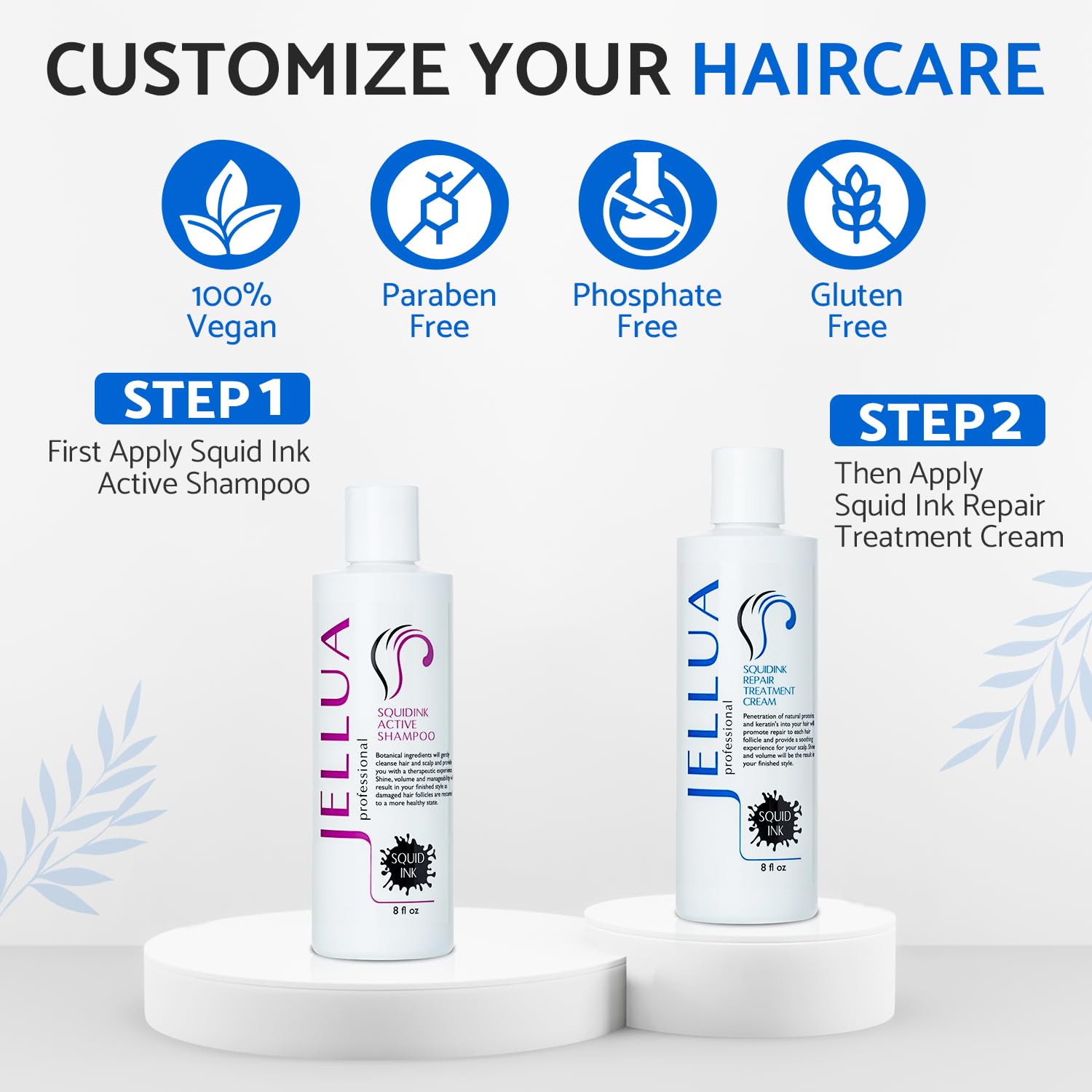 Jellua Squid Ink Active Shampoo & Repair Cream Duo – 8 oz