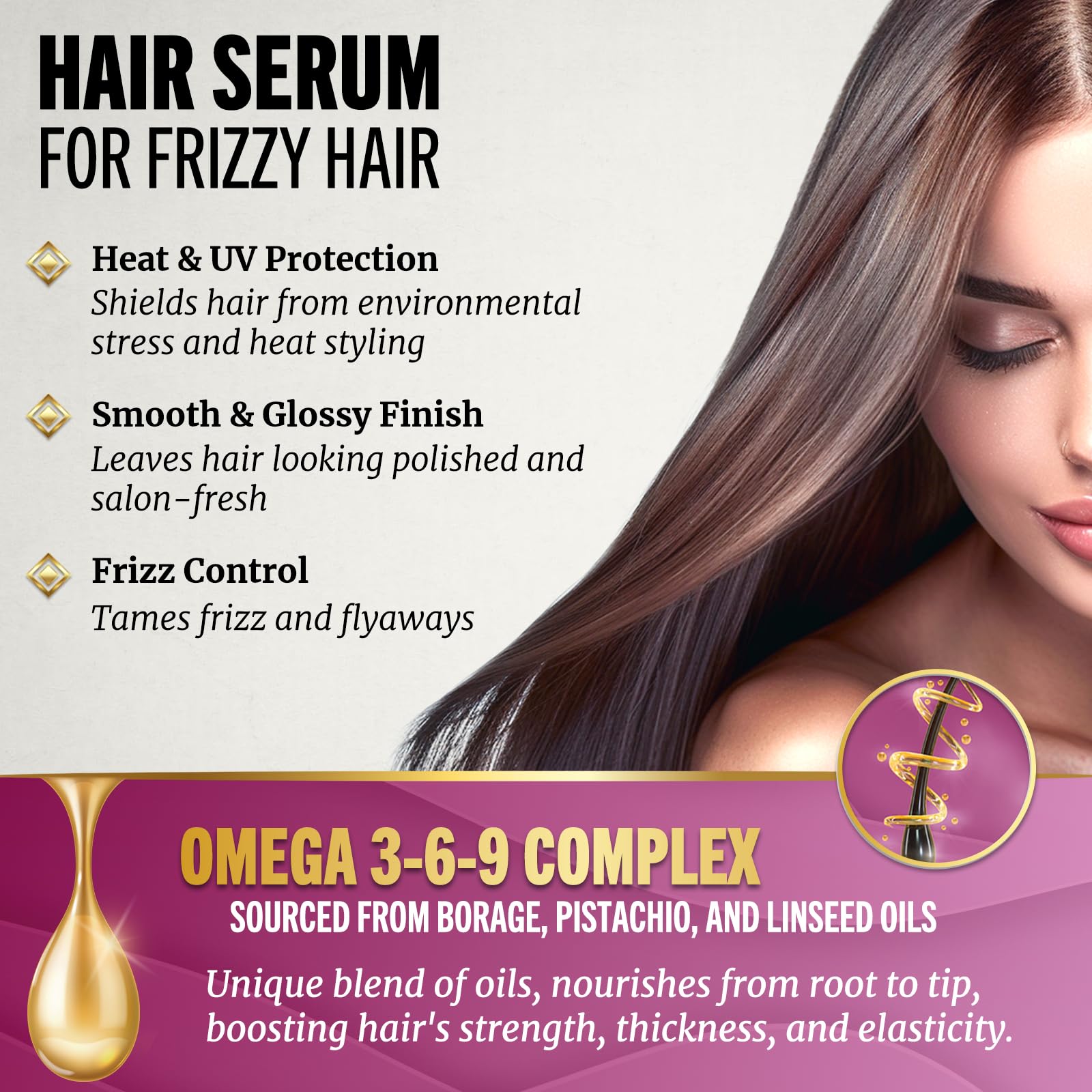 Jenoris Pistachio Oil Hair Serum – Lightweight Frizz Control & Hydration (1.69 fl oz)