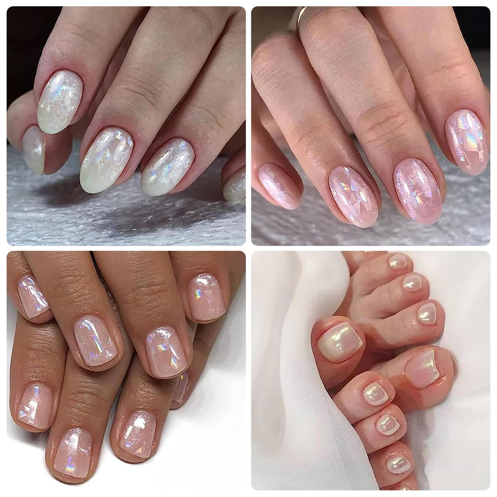 JERCLITY Aurora Transparent Nail Foil Transfer Sticker Kit – 20 Rolls for Iridescent Nail Art
