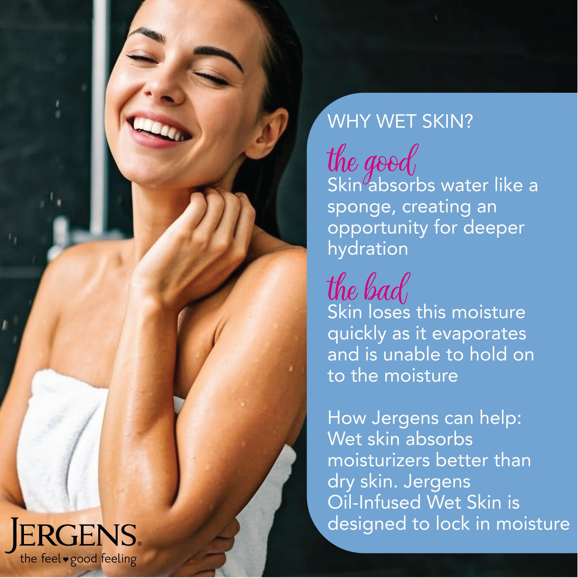 Jergens Wet Skin Body Moisturizer with Refreshing Coconut Oil – 2-Pack, 10 oz Each