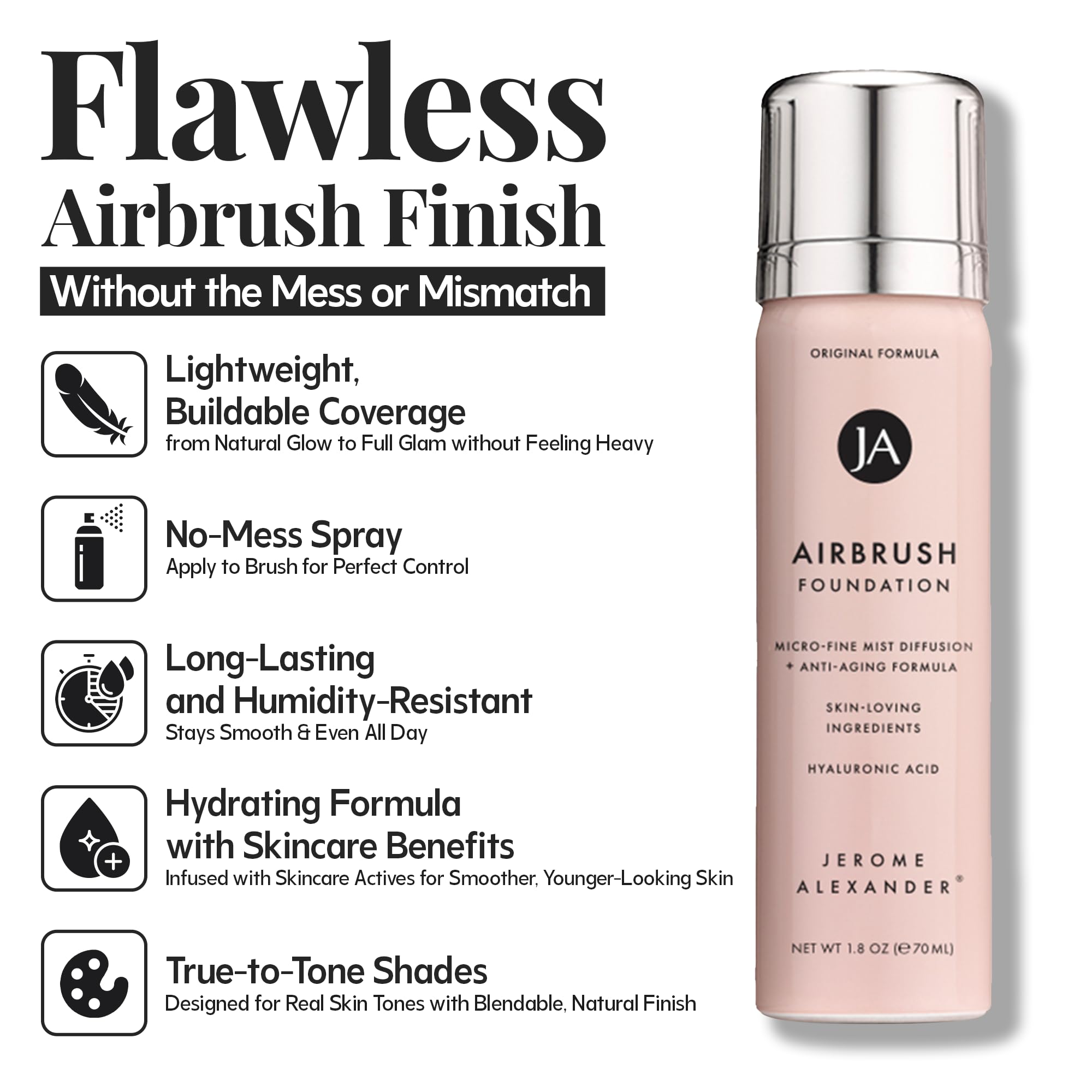 Jerome Alexander MagicMinerals AirBrush Foundation – 2-Piece Set with Kabuki Brush