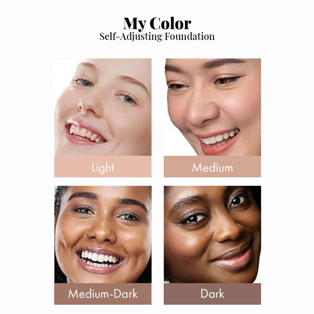 Jerome Alexander My Color 3PC Self-Adjusting Foundation | Full Coverage, Kabuki Brush & AirFinish Setting Spray (Medium)