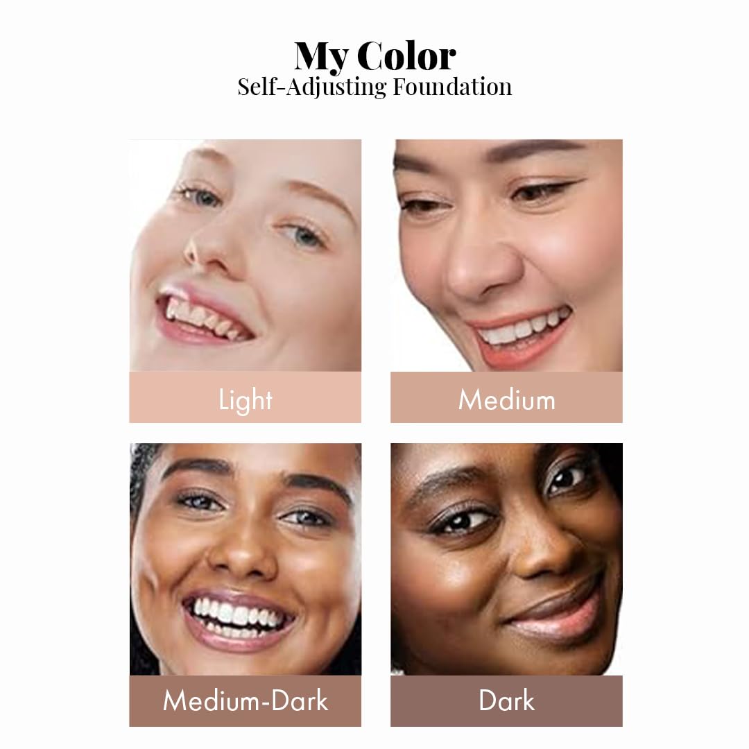 Jerome Alexander My Color 3PC Self-Adjusting Foundation | Full Coverage, Kabuki Brush & AirFinish Setting Spray (Medium)