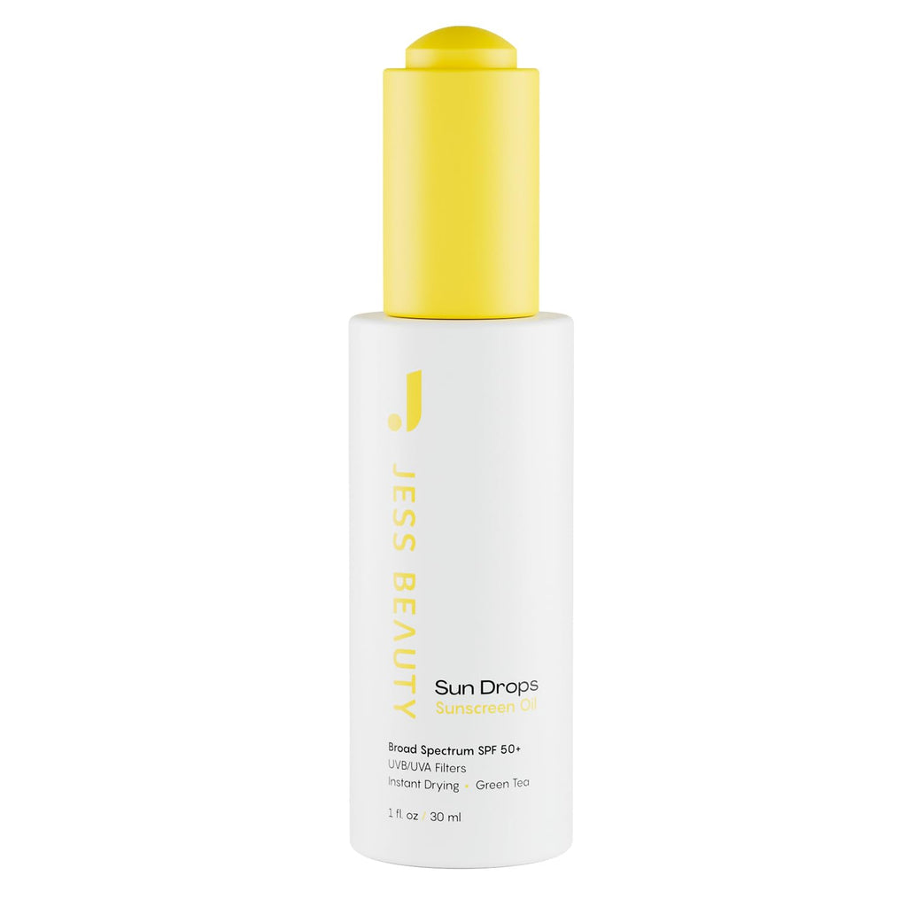 JESS BEAUTY Face Sunscreen Sun Drops SPF 50 | Lightweight Oil with Camellia Sinensis & Squalane | 1 fl oz