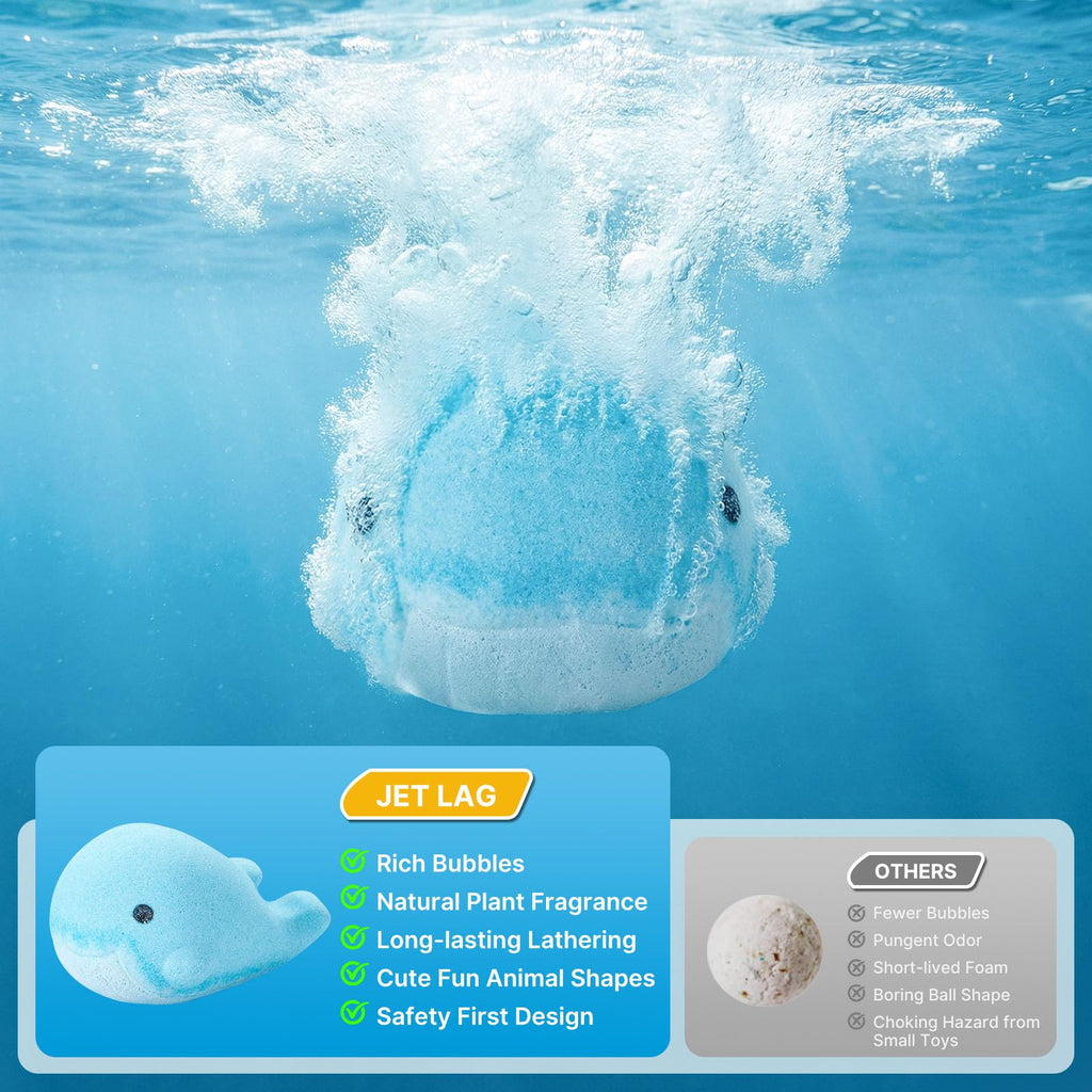 JET LAG 6-Pack Animal Bath Bombs – Kid-Friendly Handmade Fizzies