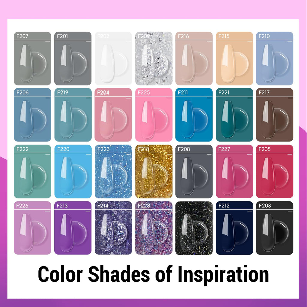 JEWHITENY Poly Gel Nail Kit – All-In-One 28-Color Set with UV Lamp, Builder Gel & Top Coats