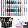 JEWHITENY 28-Color Poly Nail Gel Kit with UV Lamp – All-in-One Set