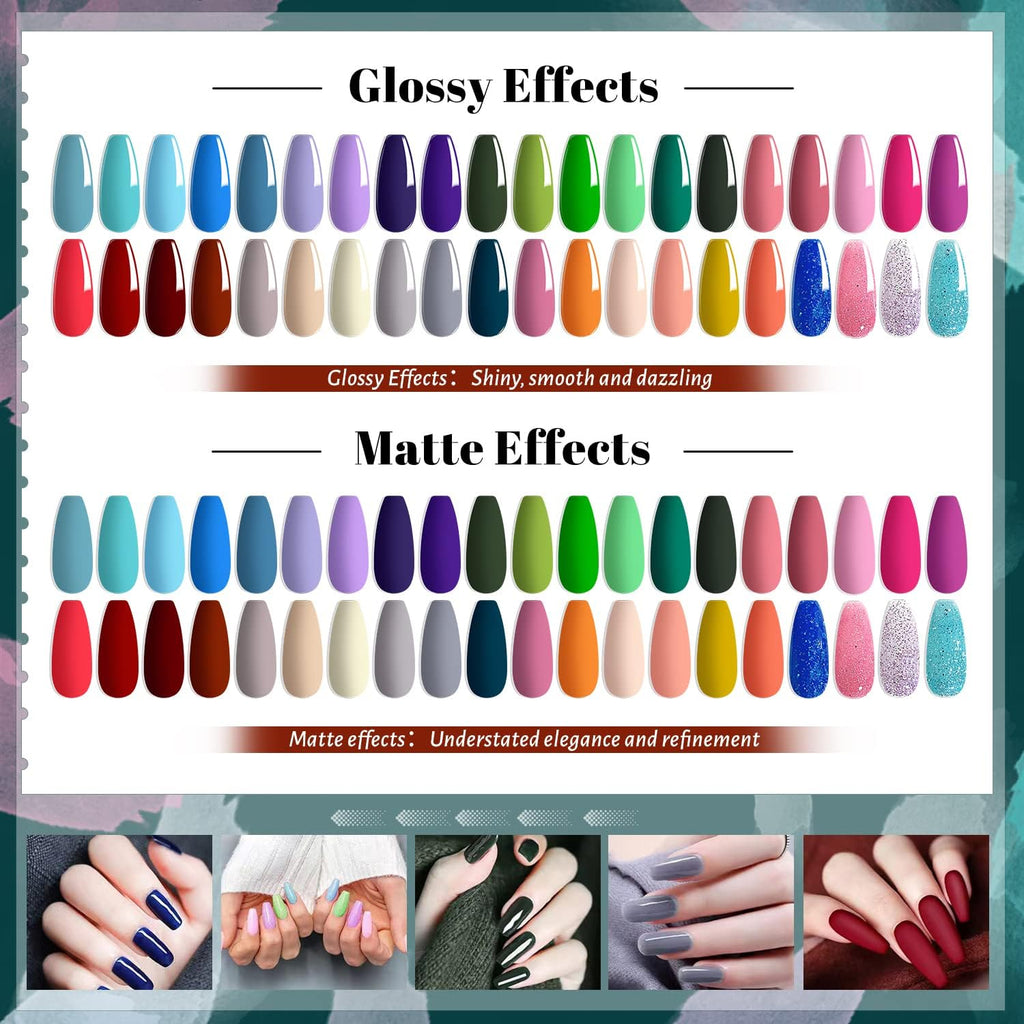 JEWHITENY 45-Pcs Gel Nail Polish Kit – Soak-Off Gel, 40 Colors + Base & Top Coats, Gift for Women