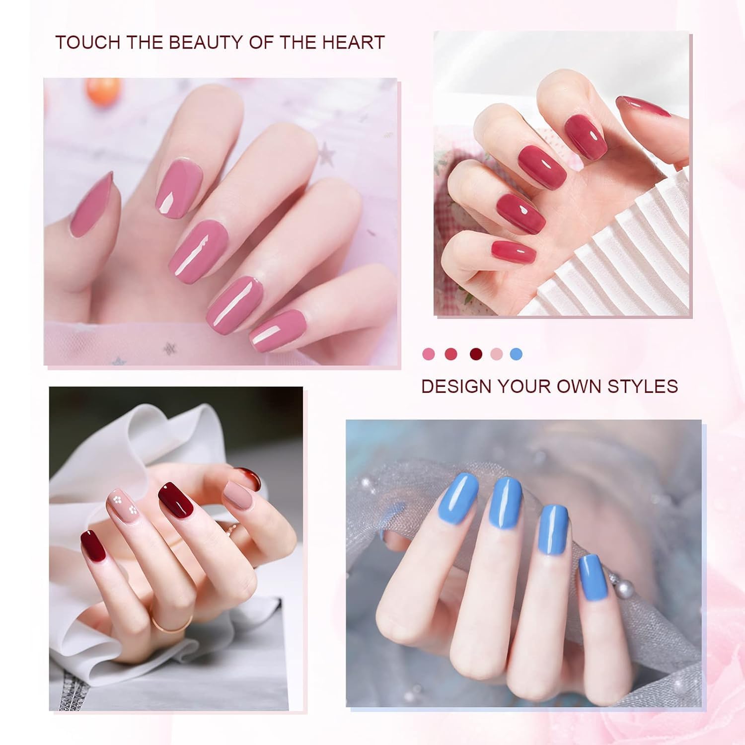 JEWHITENY 45PCS Gel Nail Polish Kit – 42 Colors (5ml) with Base & Top Coats (Soak-Off) Gift Set