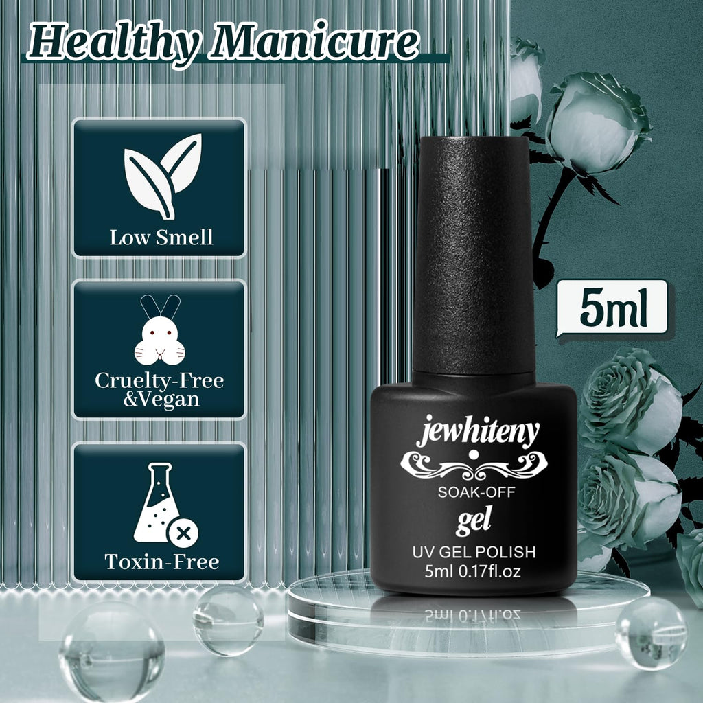JEWHITENY 45-Pcs Gel Nail Polish Kit – Soak-Off Gel, 40 Colors + Base & Top Coats, Gift for Women