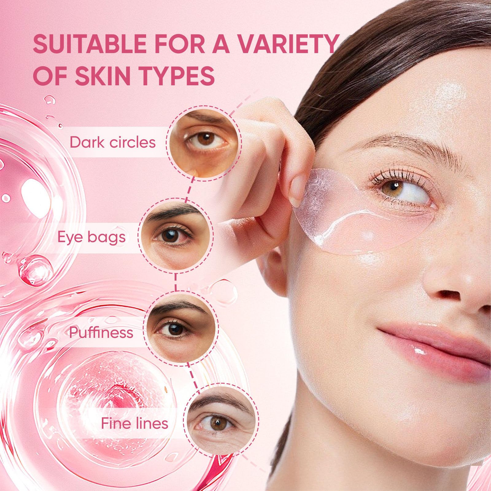 Jfsyb Instalift PDRN Collagen Eye Patches – Hydrating Hydrogel Under Eye Masks for Dark Circles
