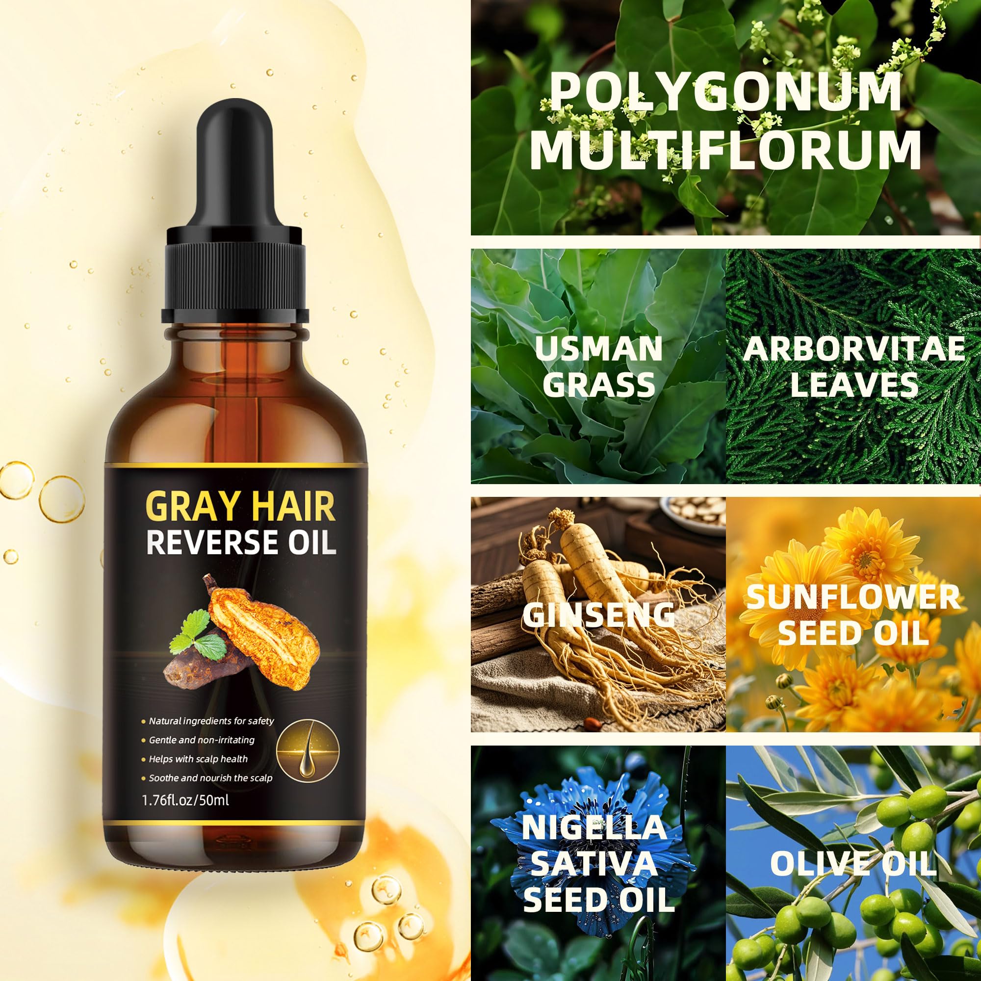 Jiaoming Gray Hair Reverse Oil with Usman Grass & Polygonum Multiflorum – Scalp Care