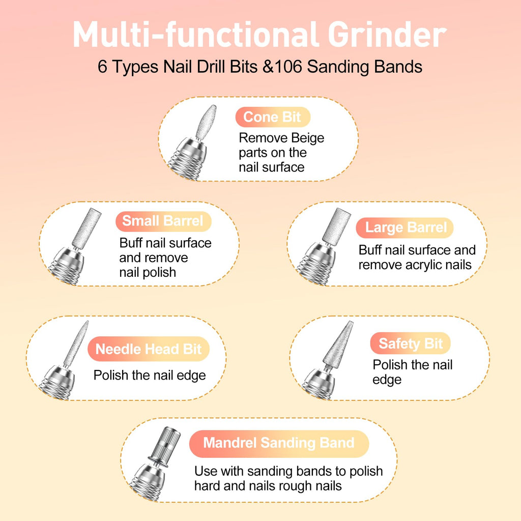 Jiasheng Electric Nail Drill — 30000 RPM Professional Nail Drill Machine for Acrylic Nails, Manicure & Pedicure Kit