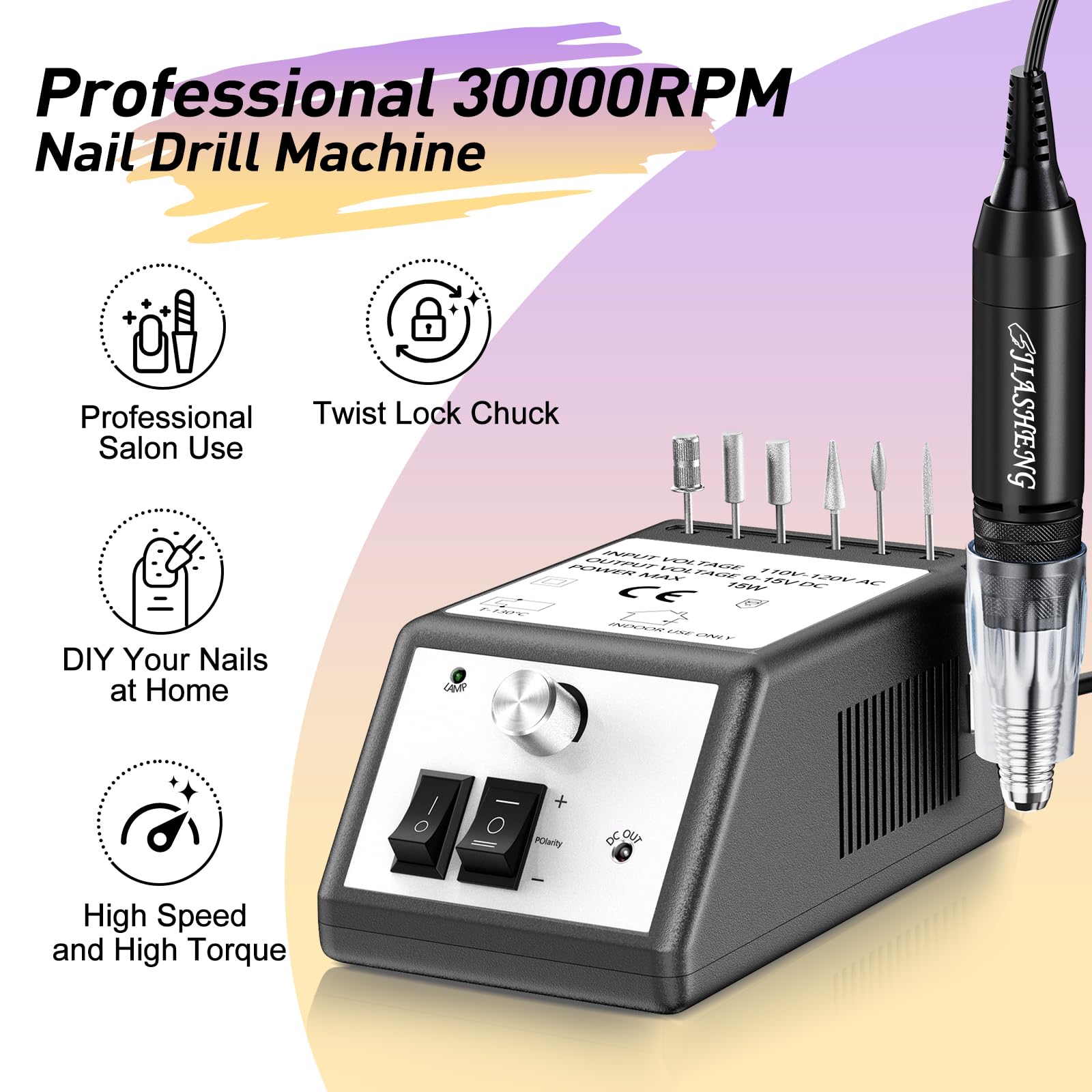 Jiasheng Professional Nail Drill – 30000rpm Efile for Acrylic & Gel