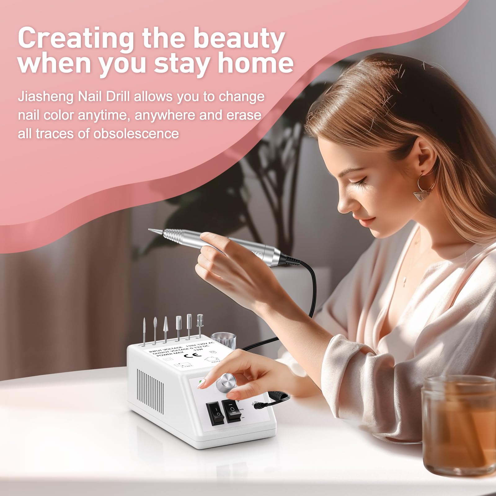 Jiasheng Professional Nail Drill – 20000rpm Electric Nail File for Acrylic & Gel Nails