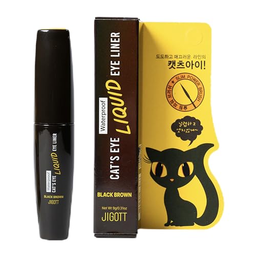 Jigott Cat's Eye Waterproof Liquid Eyeliner – Black Brown (0.31 fl oz / 9 g)
