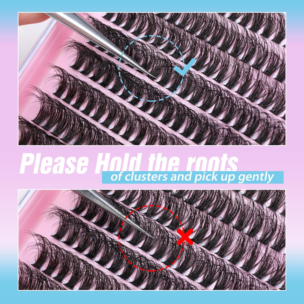 JIMIRE Fluffy Lash Clusters — 50D D Curl Volume Lashes, 9–16mm, 280Pcs, Beginner Friendly