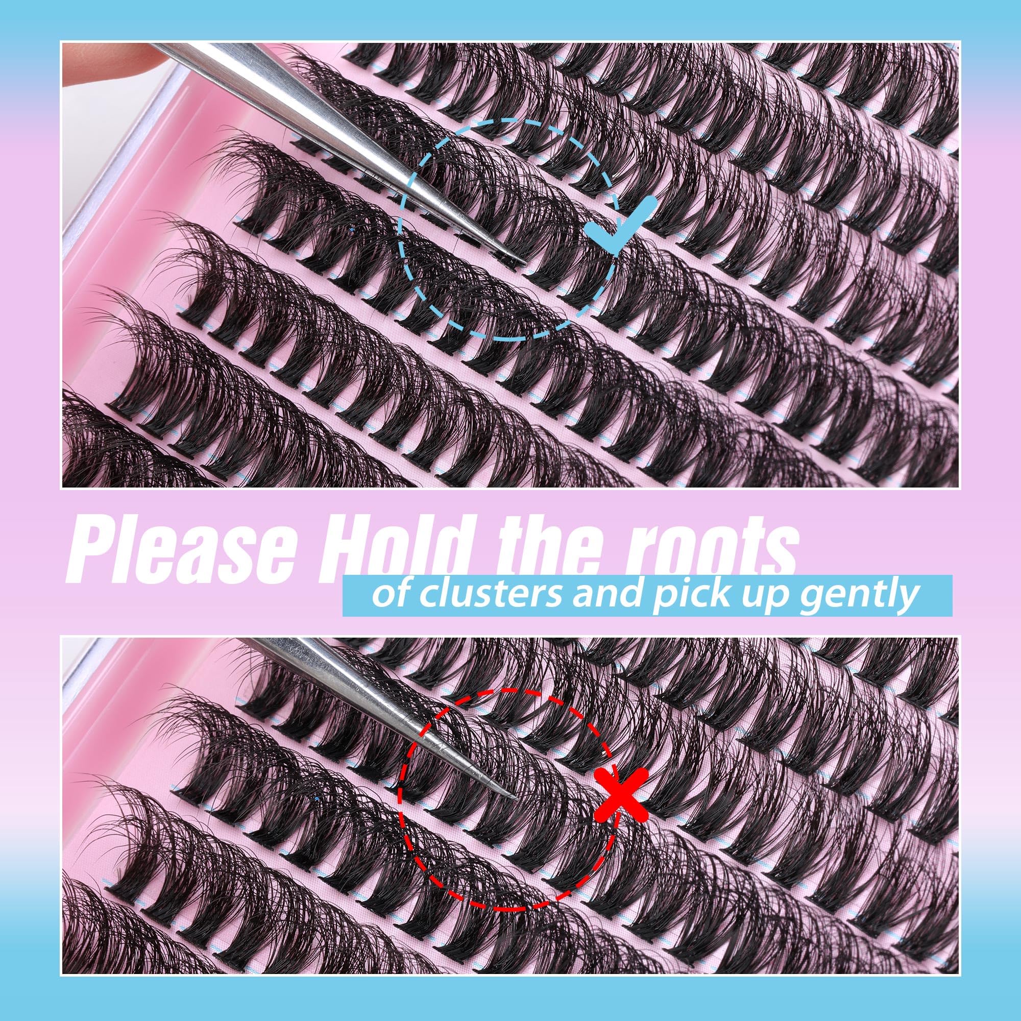 JIMIRE Fluffy Lash Clusters — 50D D Curl Volume Lashes, 9–16mm, 280Pcs, Beginner Friendly