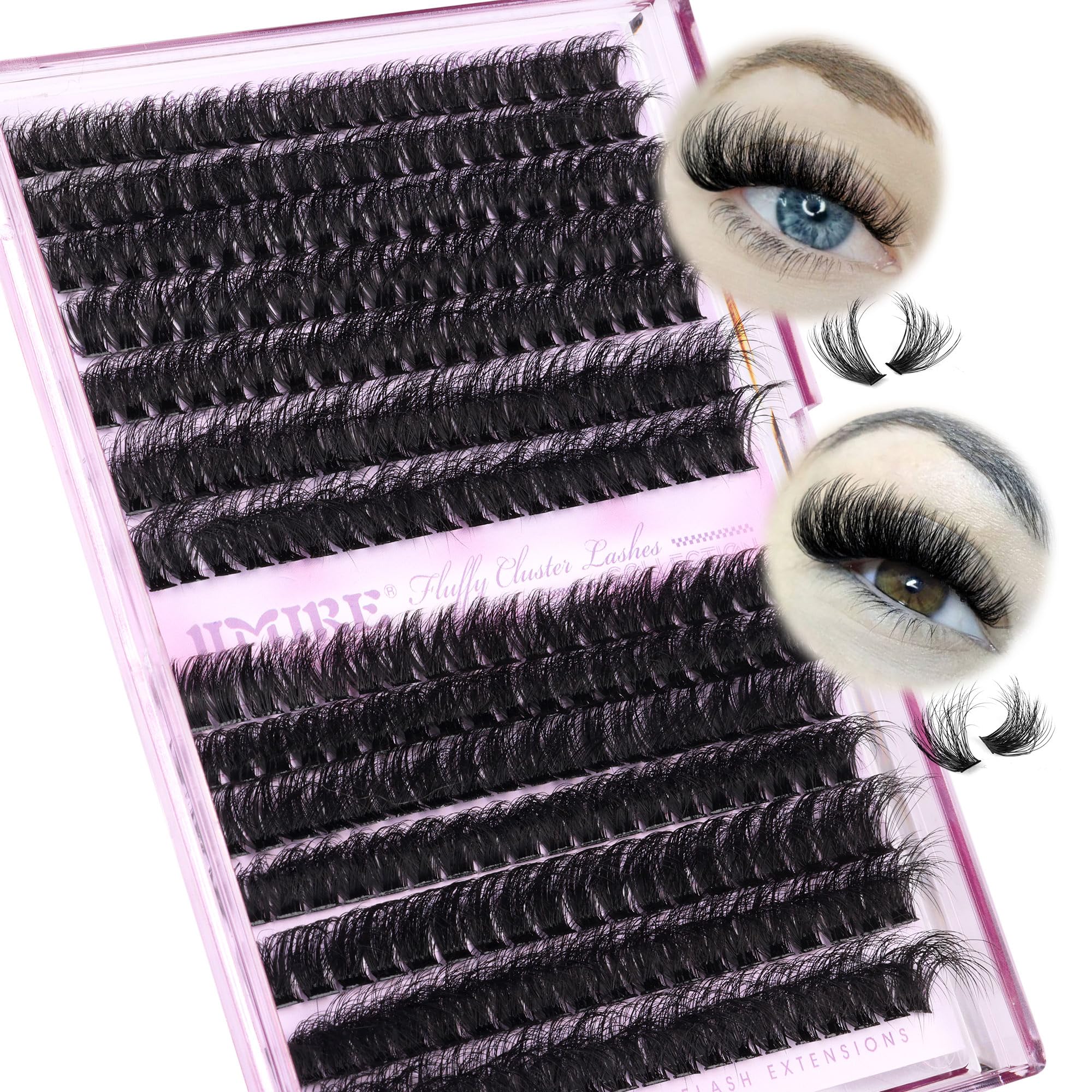JIMIRE Lash Clusters Thick 100D+120D Volume Lashes 280Pcs | 11-18mm D Curl, DIY at Home