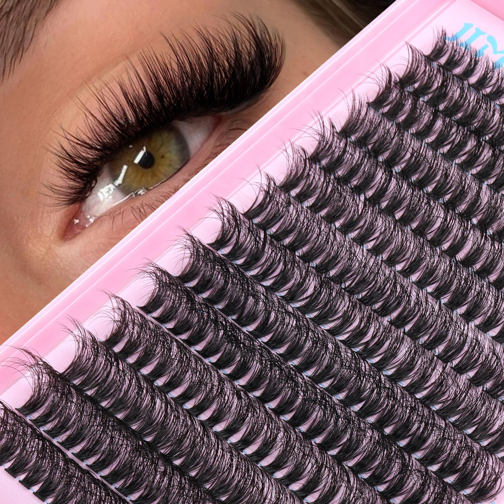 JIMIRE Fluffy Lash Clusters — 50D D Curl Volume Lashes, 9–16mm, 280Pcs, Beginner Friendly