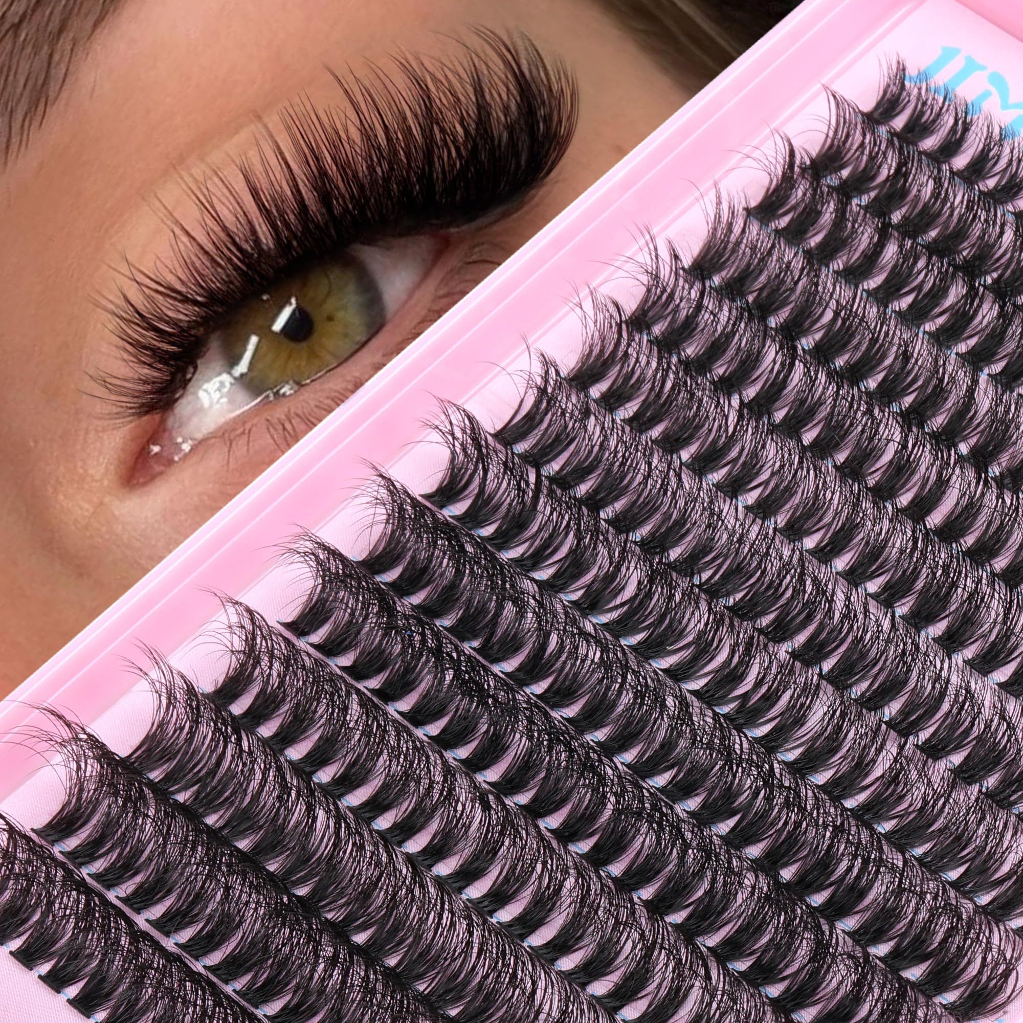 JIMIRE Fluffy Lash Clusters — 50D D Curl Volume Lashes, 9–16mm, 280Pcs, Beginner Friendly