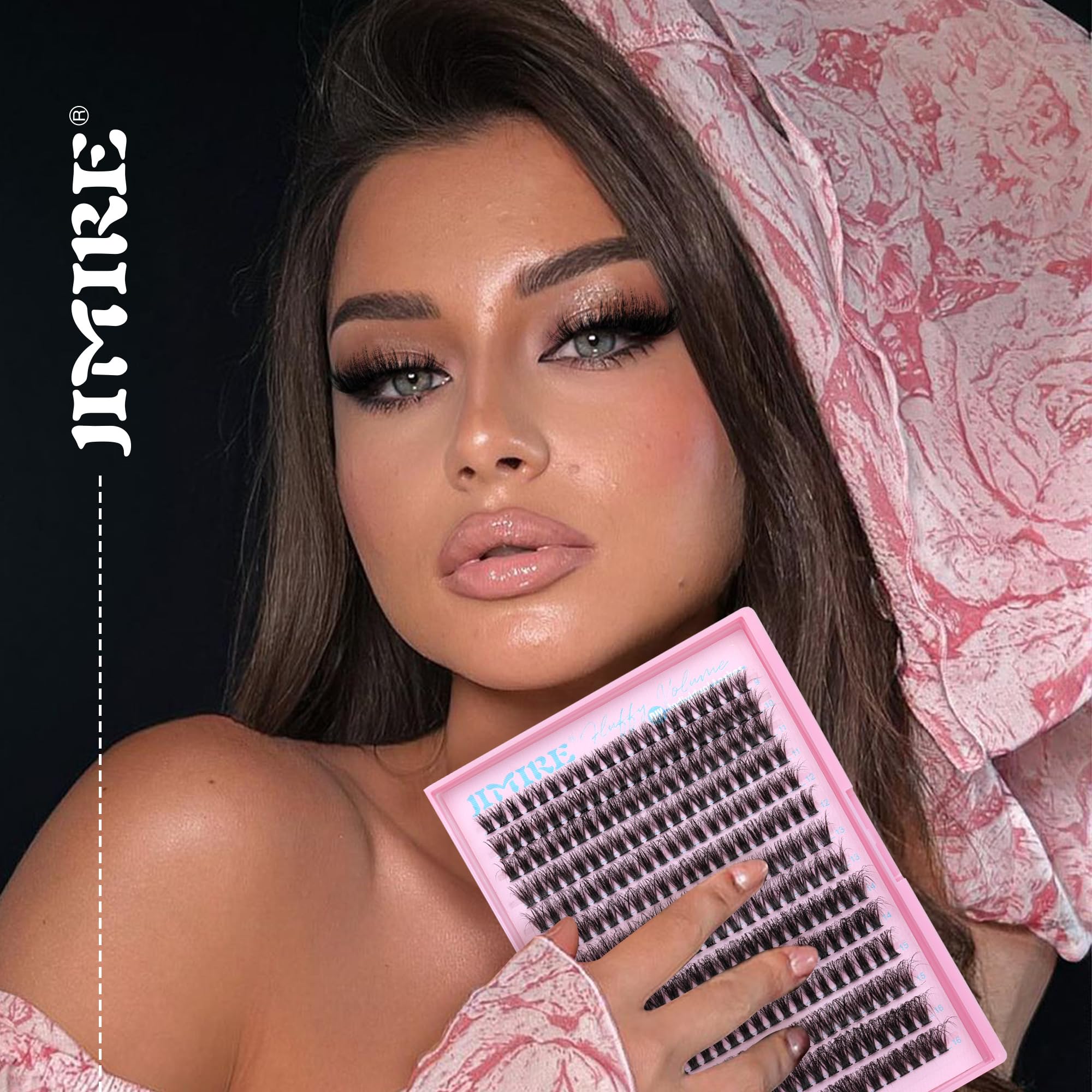JIMIRE Fluffy Lash Clusters — 50D D Curl Volume Lashes, 9–16mm, 280Pcs, Beginner Friendly