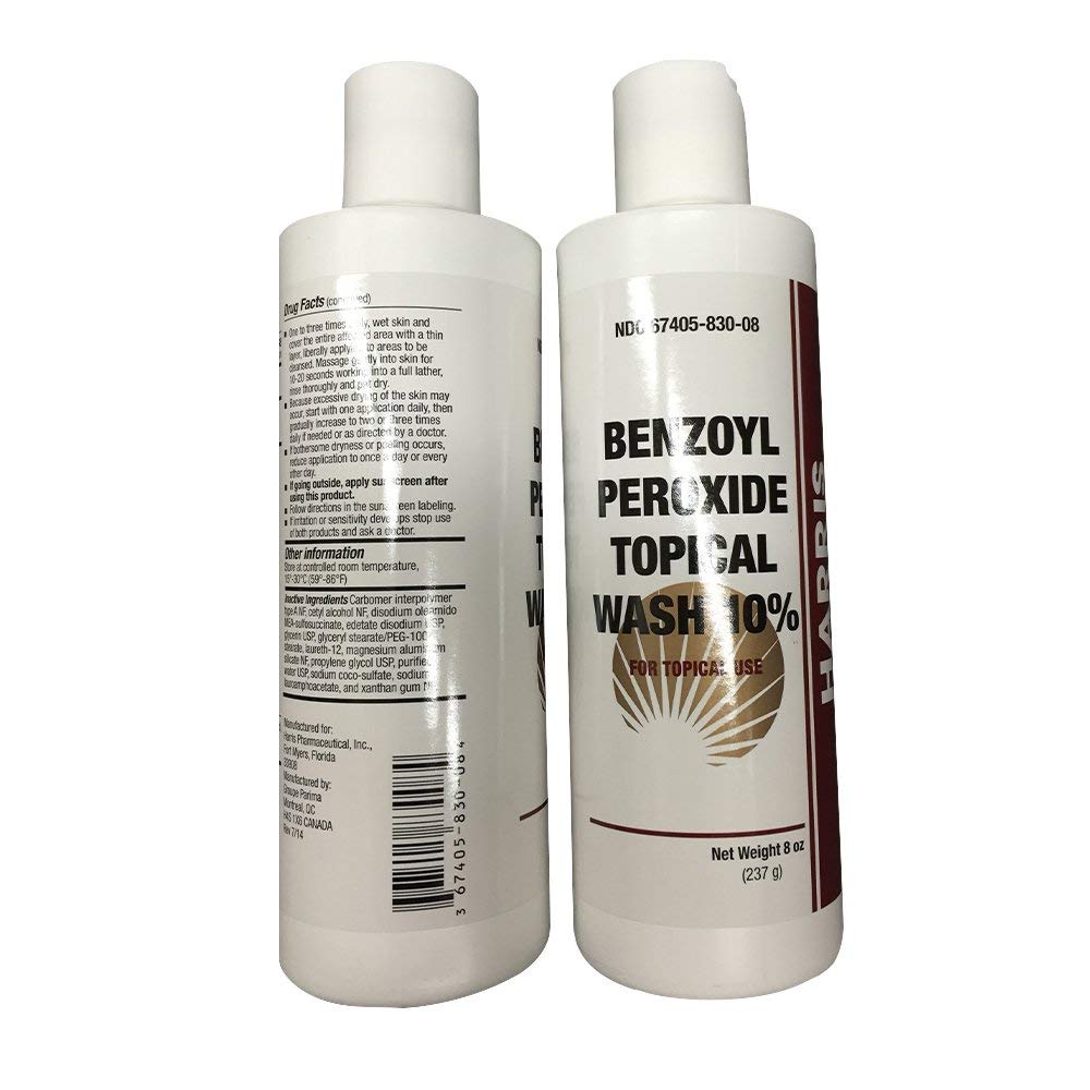 Jitonrad Harris Pharma 10% Benzoyl Peroxide Wash – 8 oz x 2 Bundle | Daily Cleansing