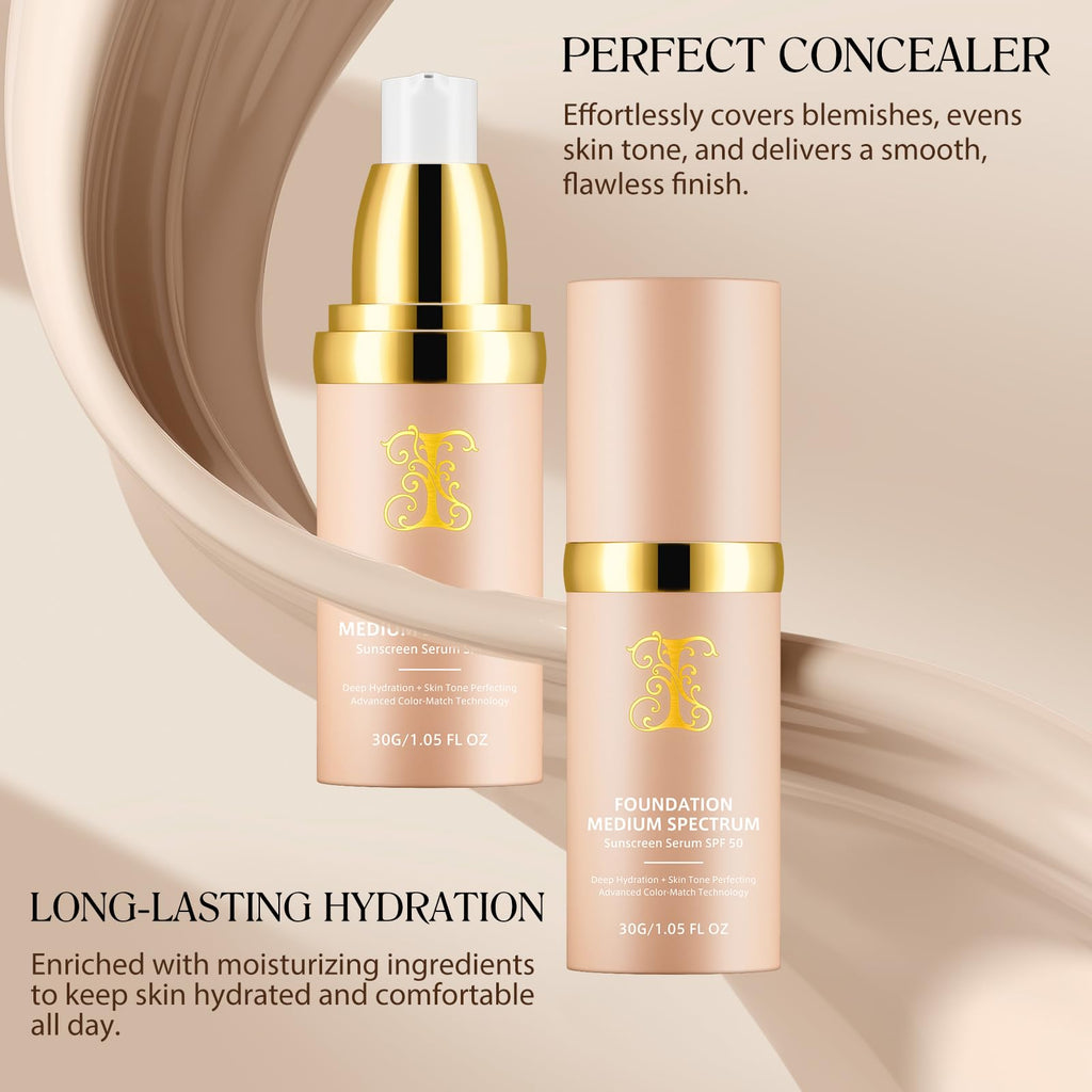 Jiugonggang 4-in-1 Foundation Liquid – SPF 50+ Long-Wear Waterproof Makeup for Gym, Sports, and Dance