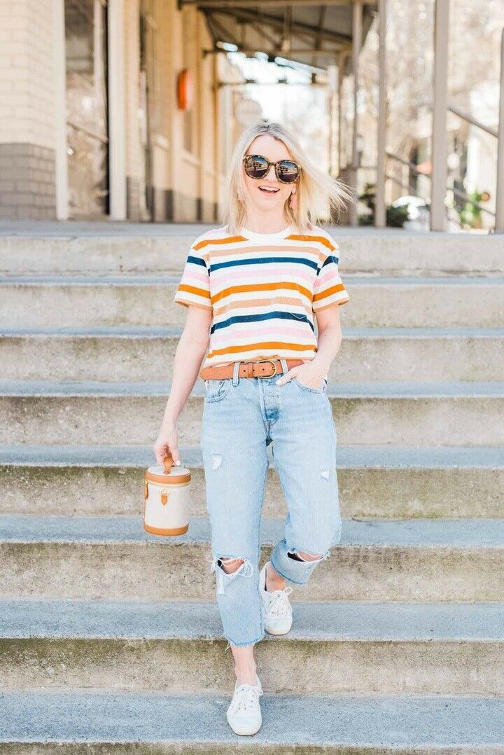 MADEWELL Easy Crop Tee Shirt in Beatrice Stripe