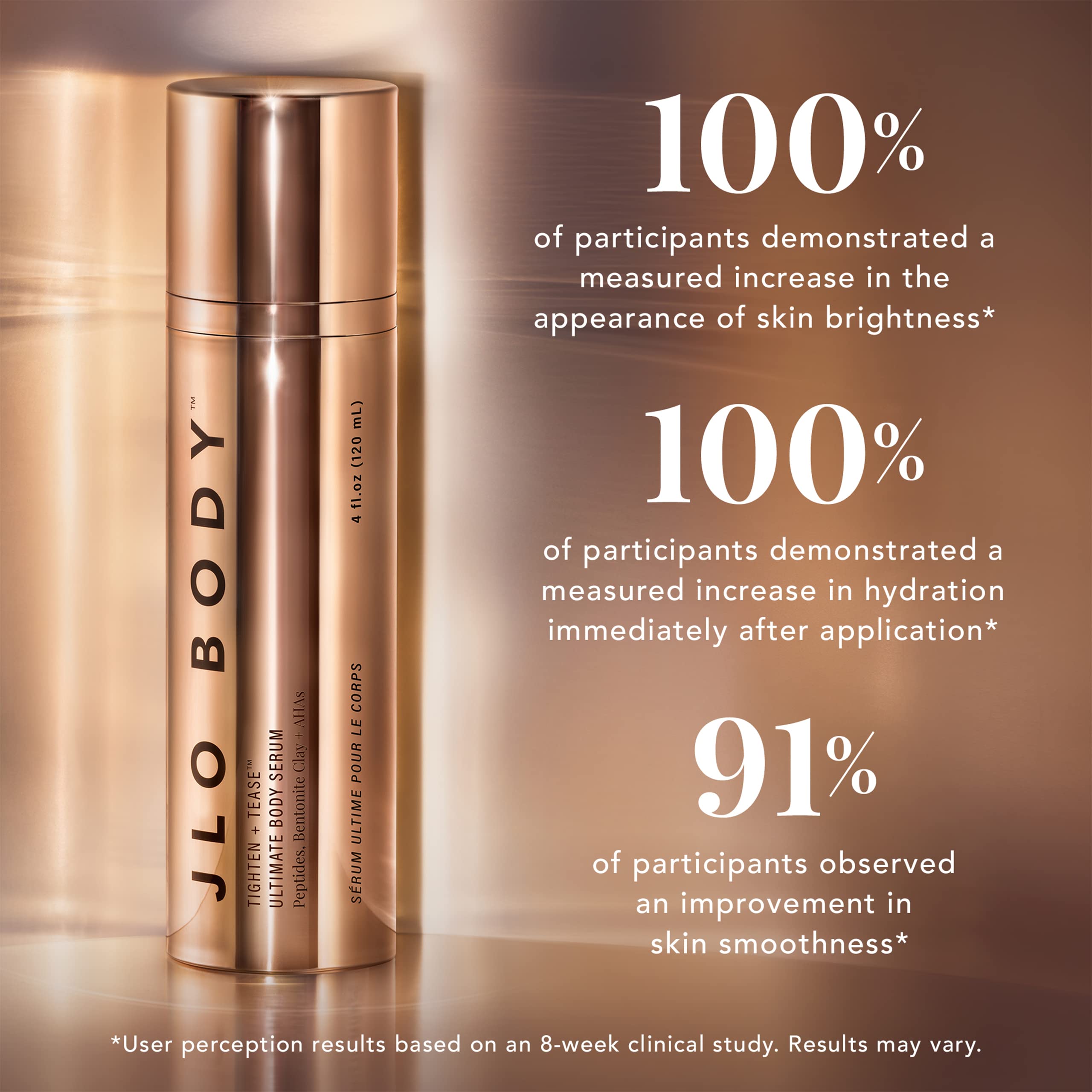 JLO BEAUTY Body Serum with AHAs & Peptides – Exfoliating Hydrating Body Lotion (4.06 oz)