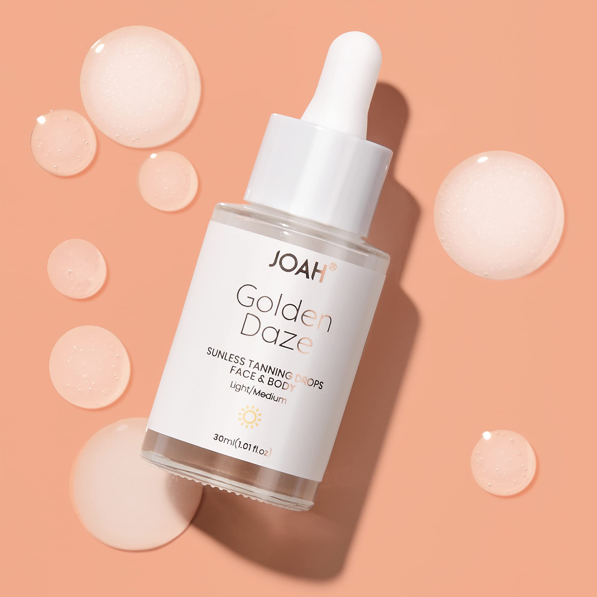 JOAH Self Tanner Drops – Sun & Seoul Golden Daze for Face & Body (Light/Medium, 30ml)