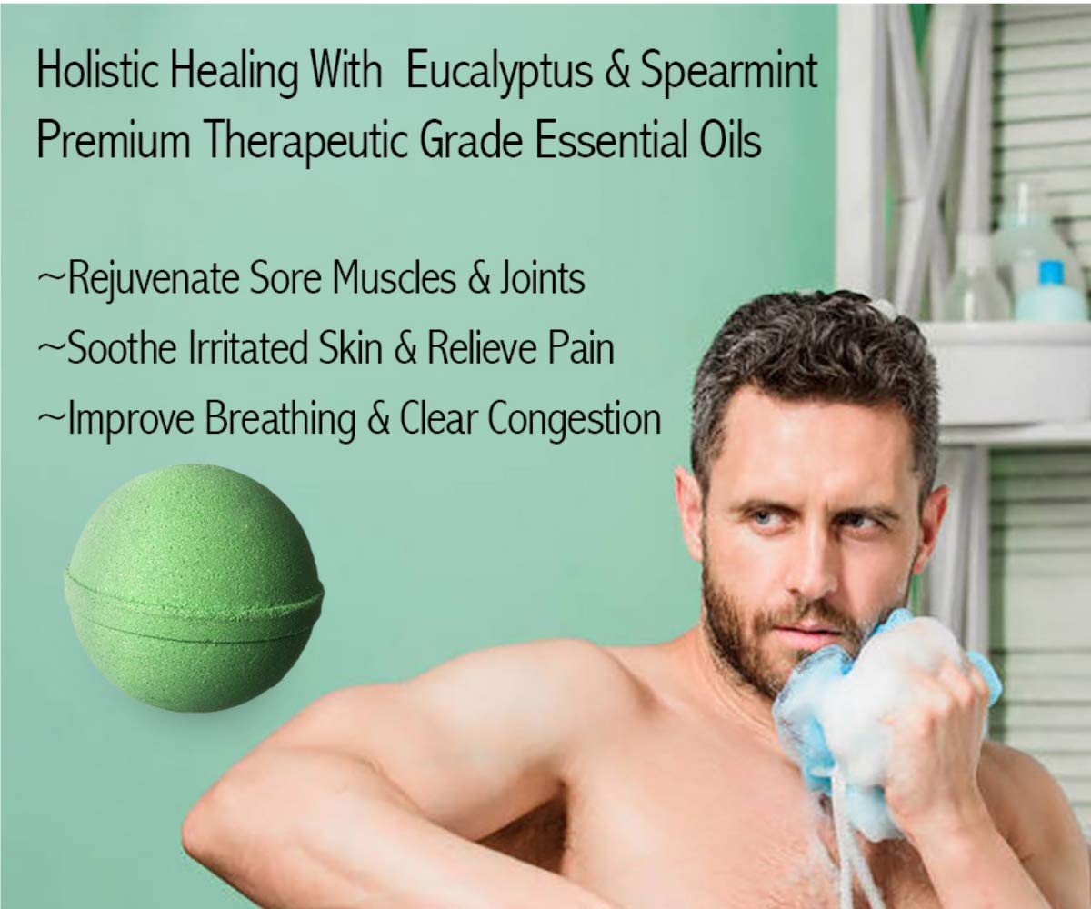 Joanne Arden Organics Bath Bomb Gift Set for Men – 18 Spearmint Eucalyptus for Sore Muscles
