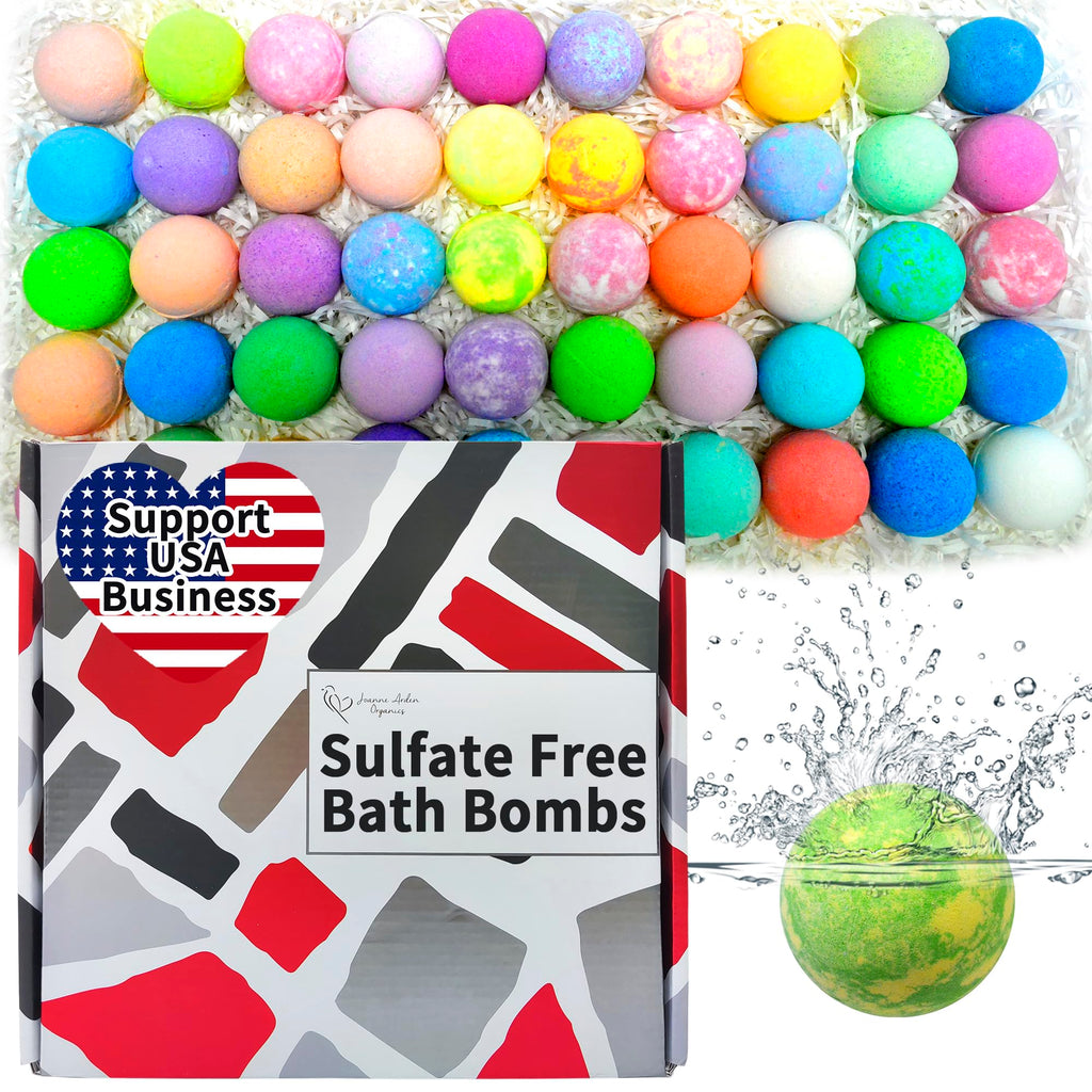 Joanne Arden Organics Bath Bomb Gift Set – 50 Individually Wrapped, Organic & Sulfate-Free