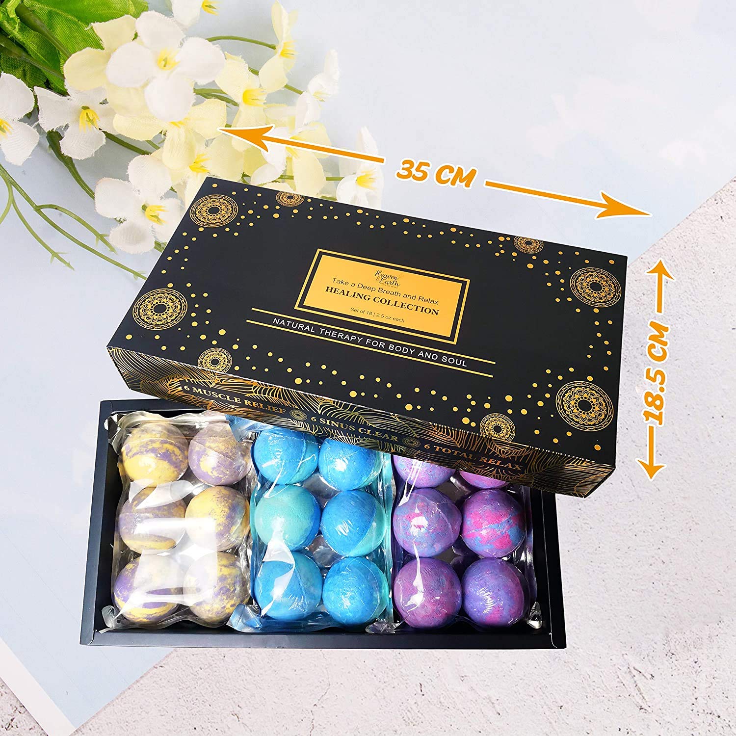 Joanne Arden Organics Aromatherapy Bath Bombs Set – 18 Large Natural Moisturizing Gift Box