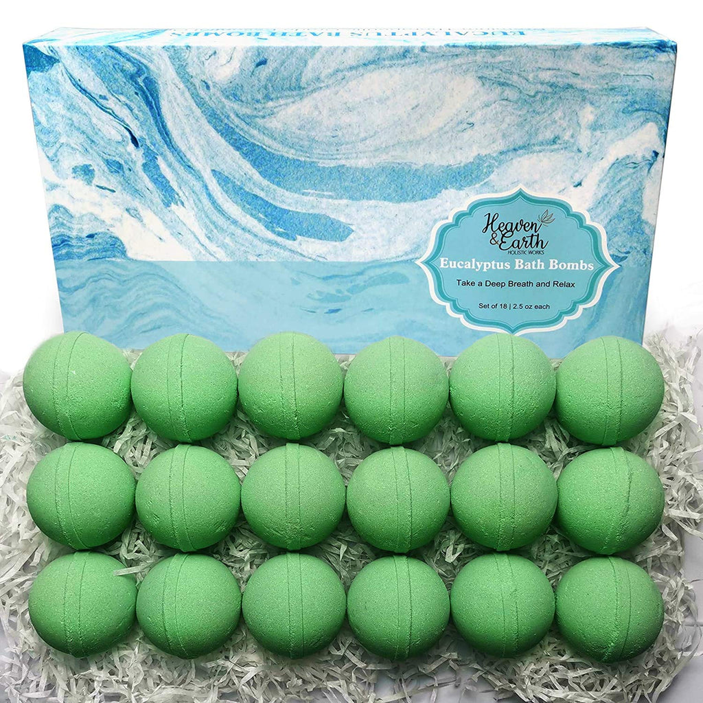 Joanne Arden Organics Bath Bomb Gift Set for Men – 18 Spearmint Eucalyptus for Sore Muscles